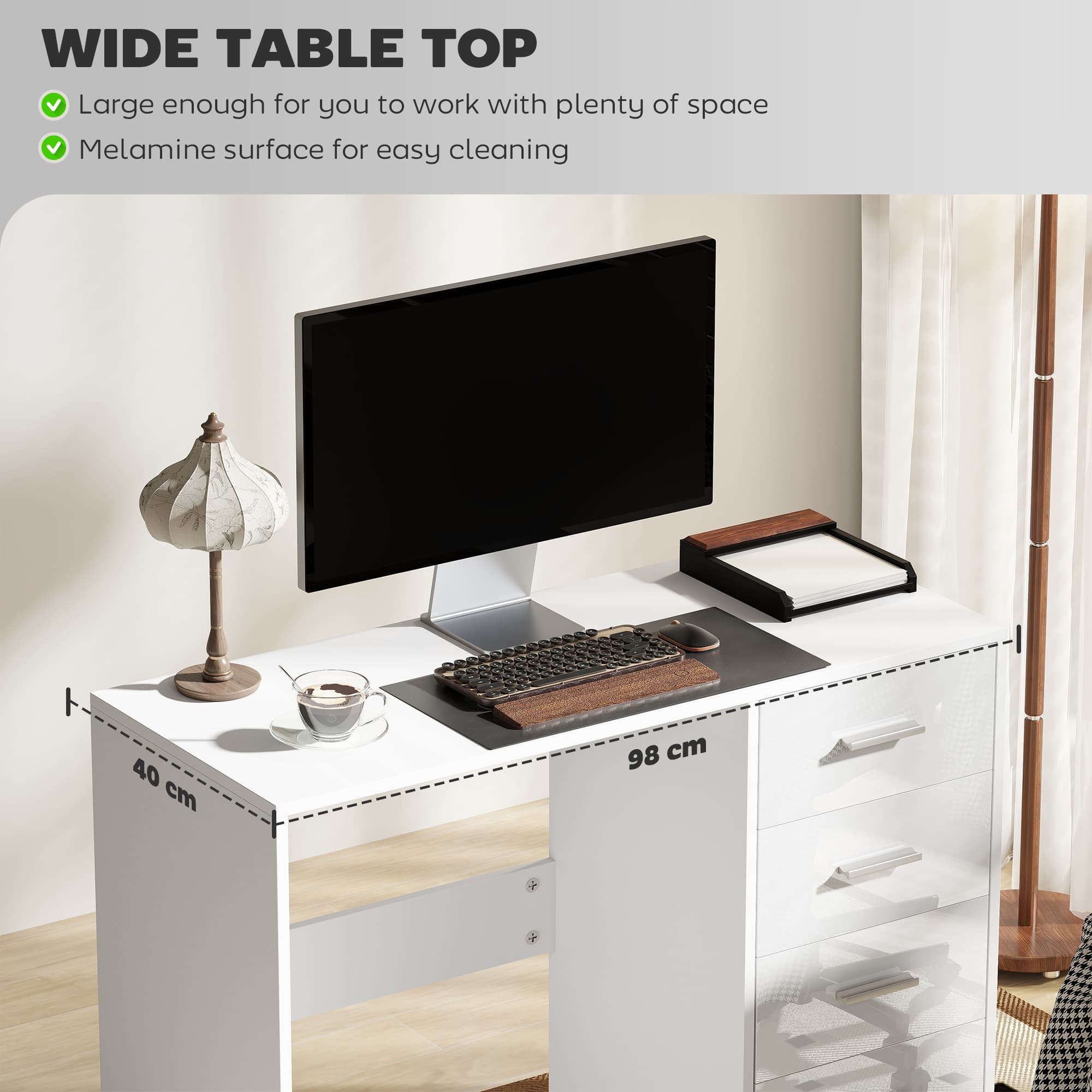 Transform Your Workspace with this High Gloss White Desk - image 4