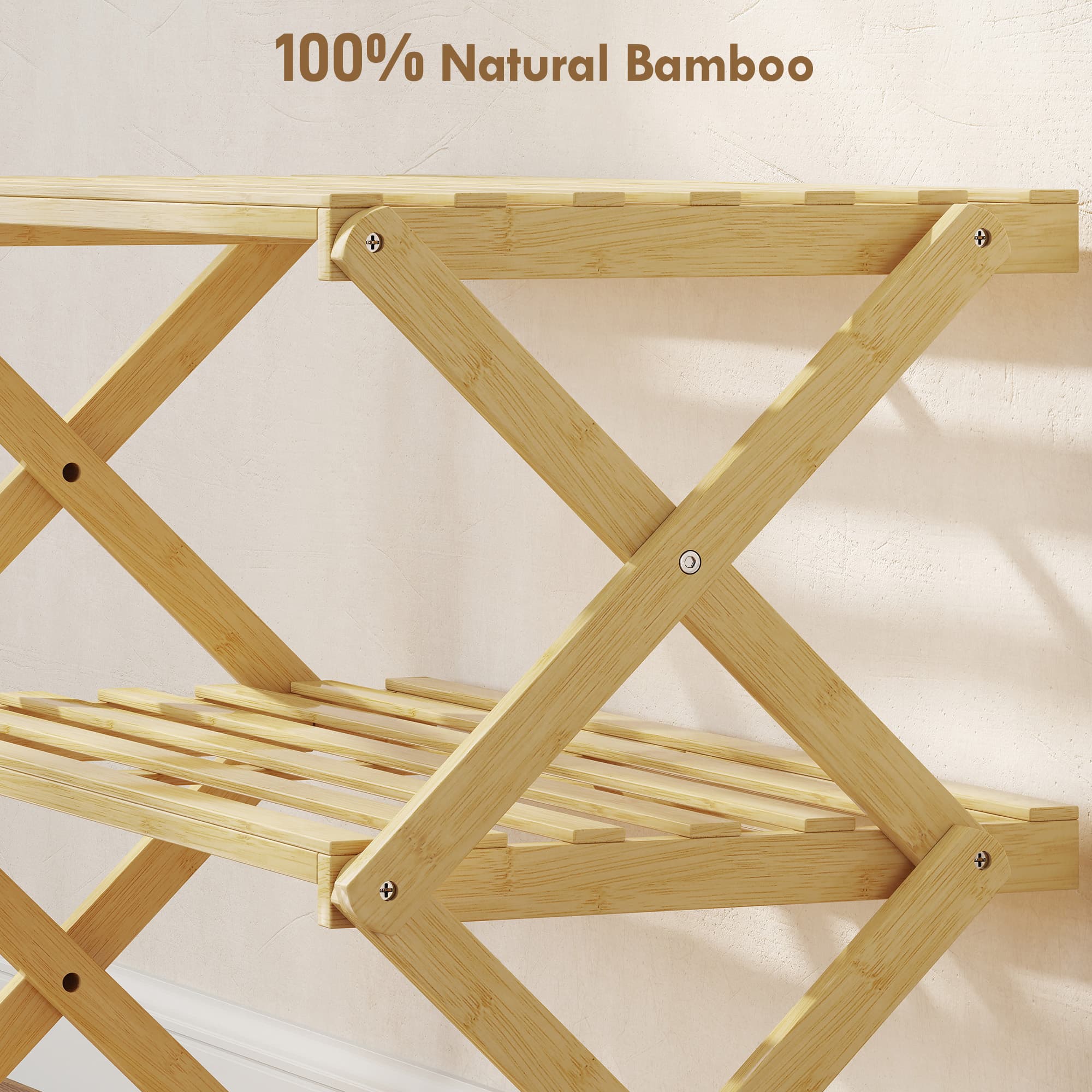 Three-Tier Folding Bamboo Shoe Rack - image 6