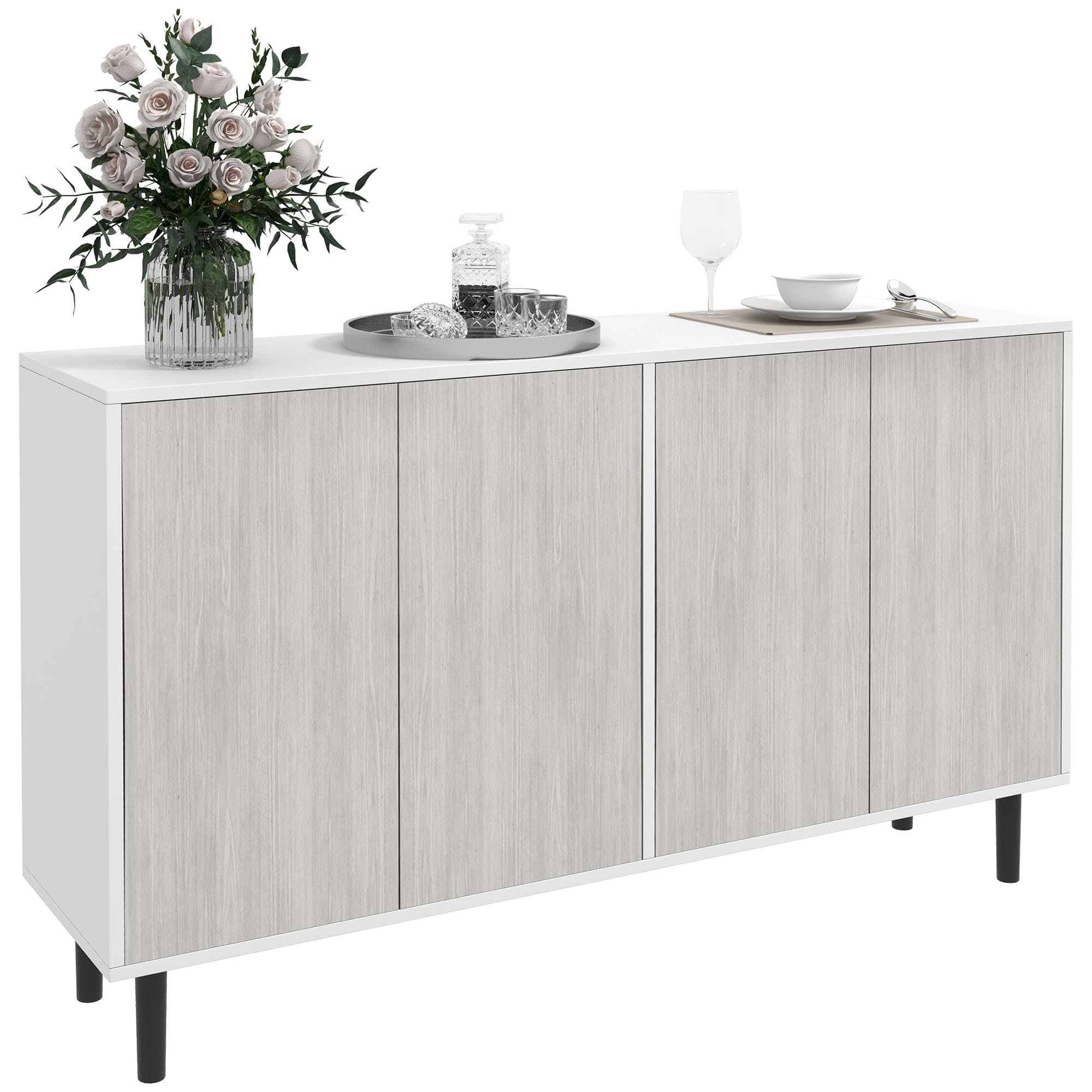 Transform Your Space With This Effortless 4-Door Sideboard - White
