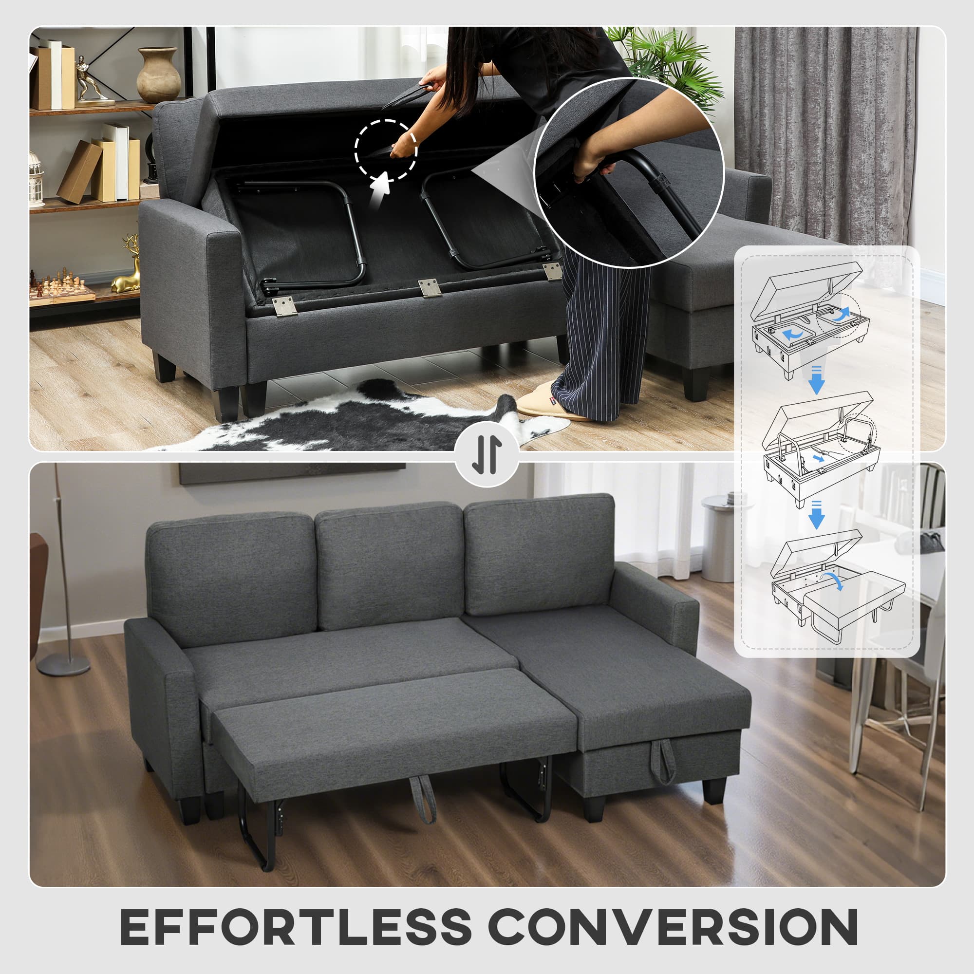 Transform Your Space with this 3-Seater Storage Sofa Bed - image 3