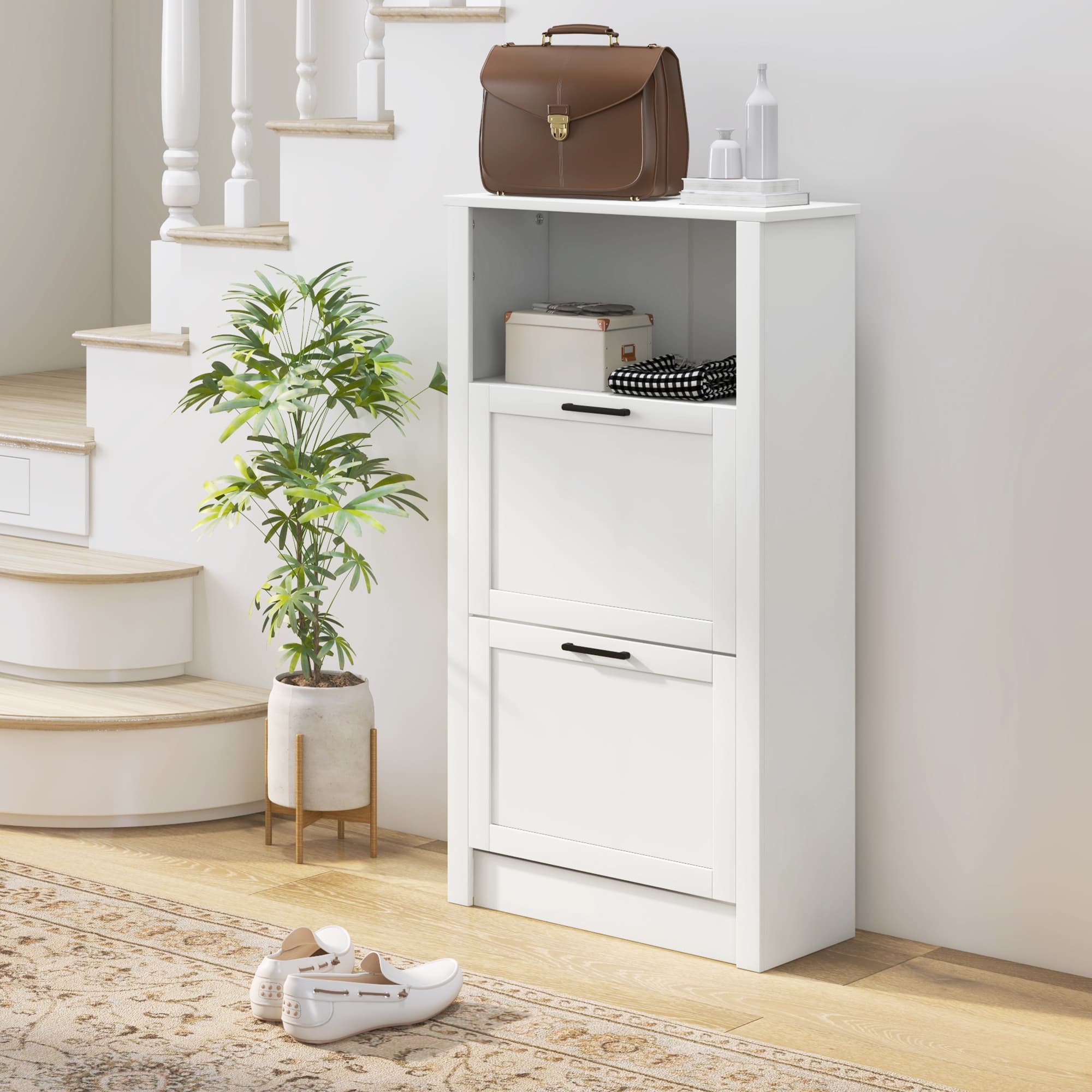 Transform Your Hallway with this Narrow White Shoe Cabinet - image 2