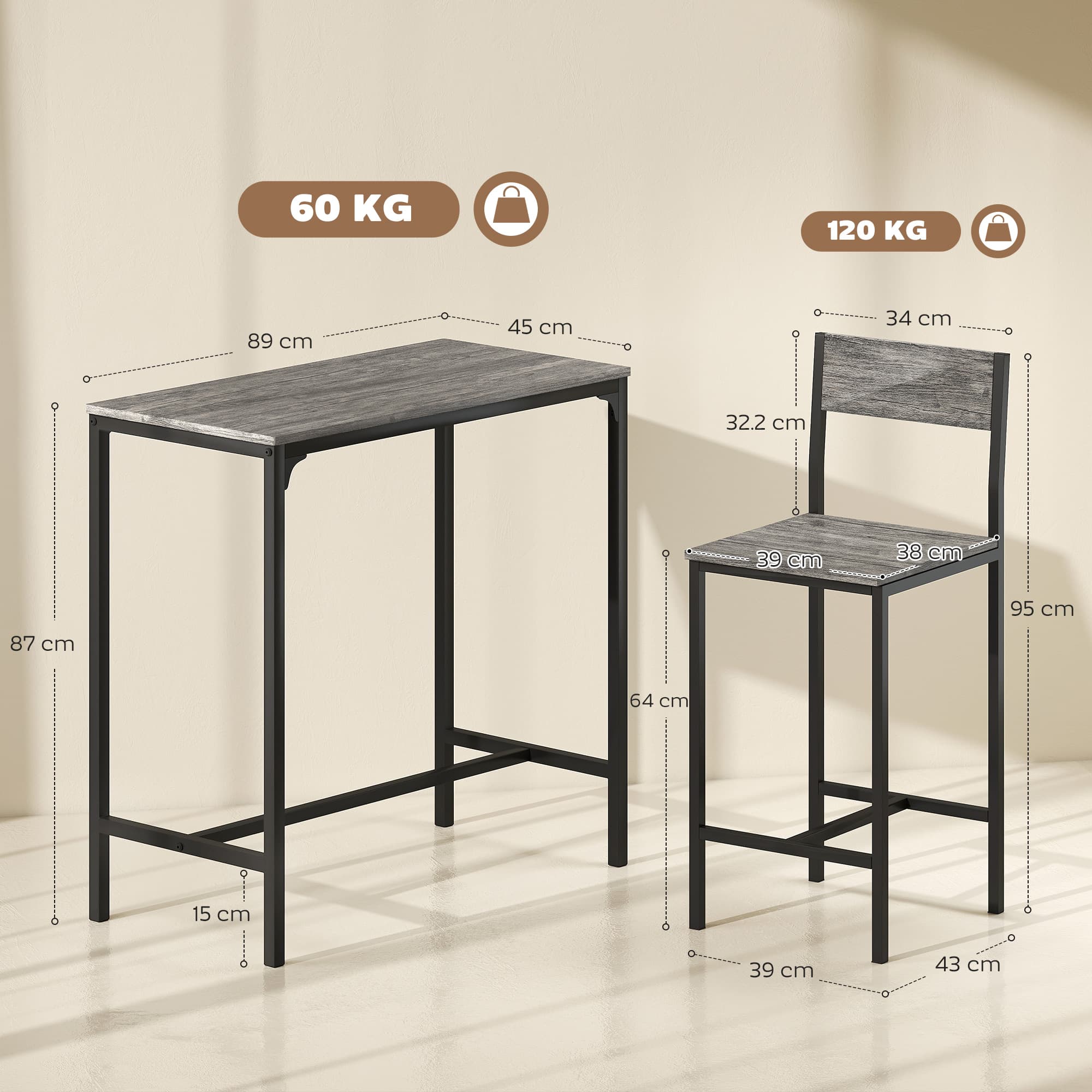 Transform Your Dining Area with this Industrial Breakfast Bar Set - image 1