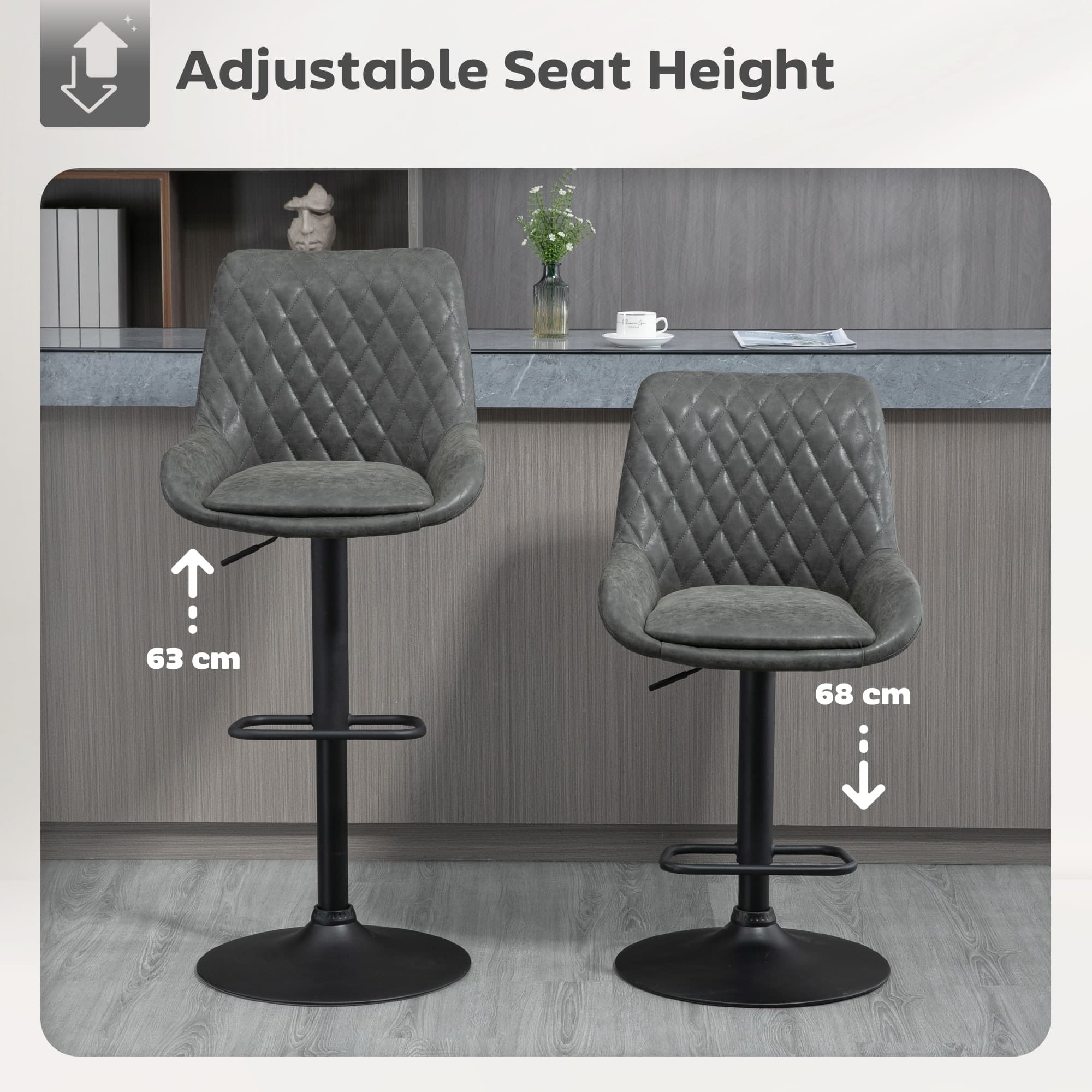 Transform Your Kitchen with Dark Grey Retro Bar Stools - image 4