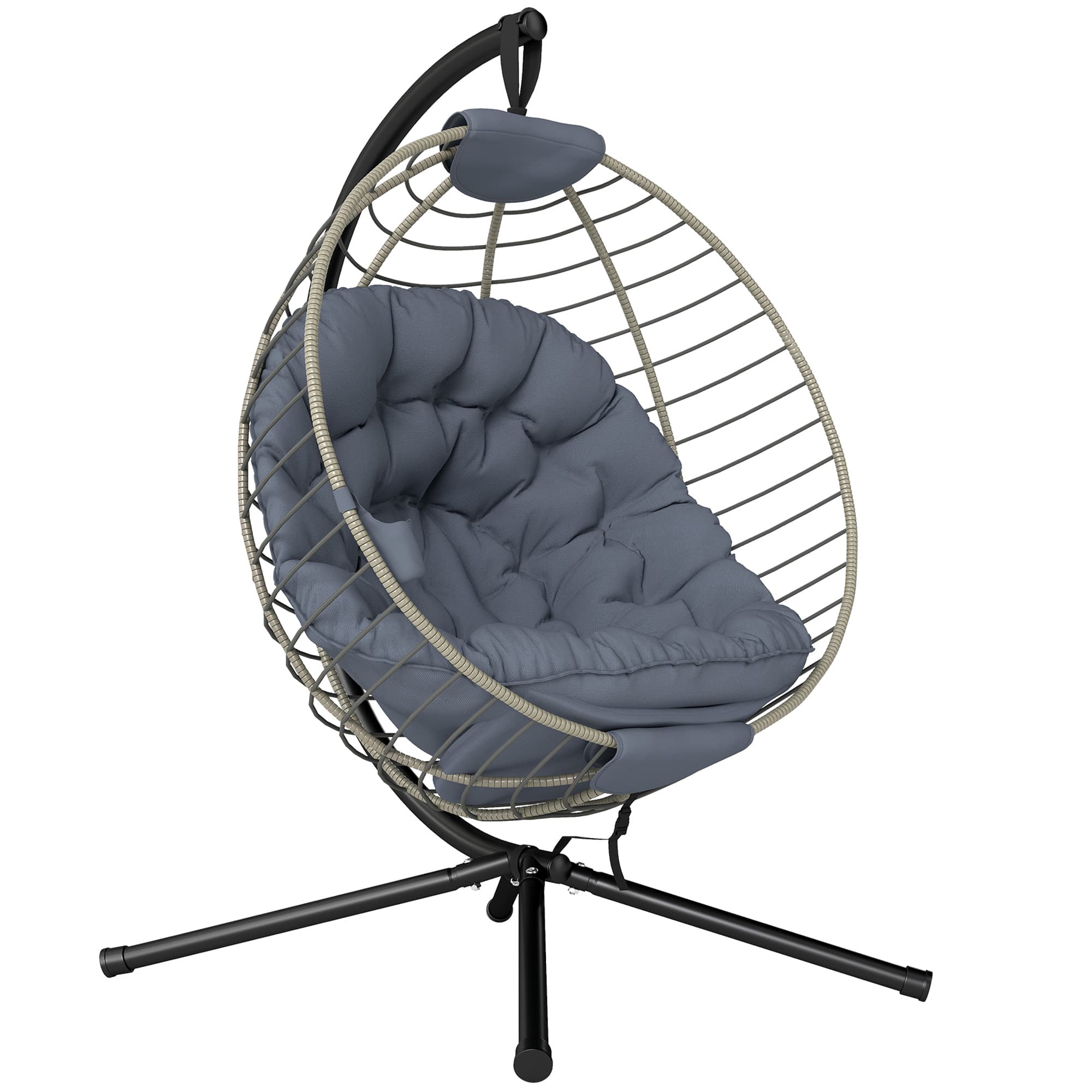 Transform Your Garden with this Grey Rattan Swing Chair - Grey