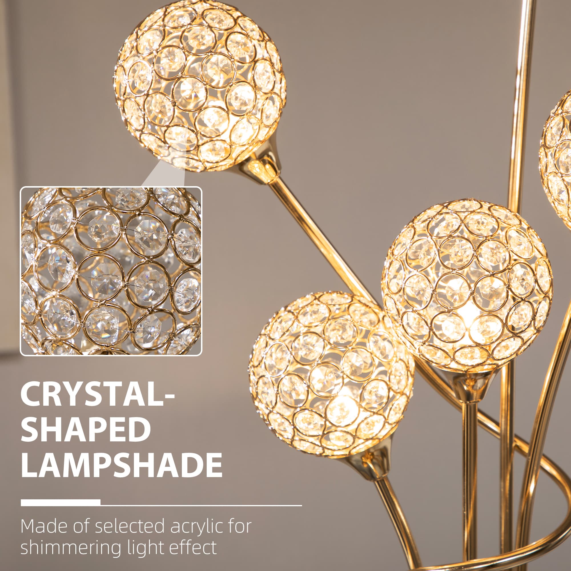 Transform Your Space with this 5-Light Crystal Floor Lamp - image 5