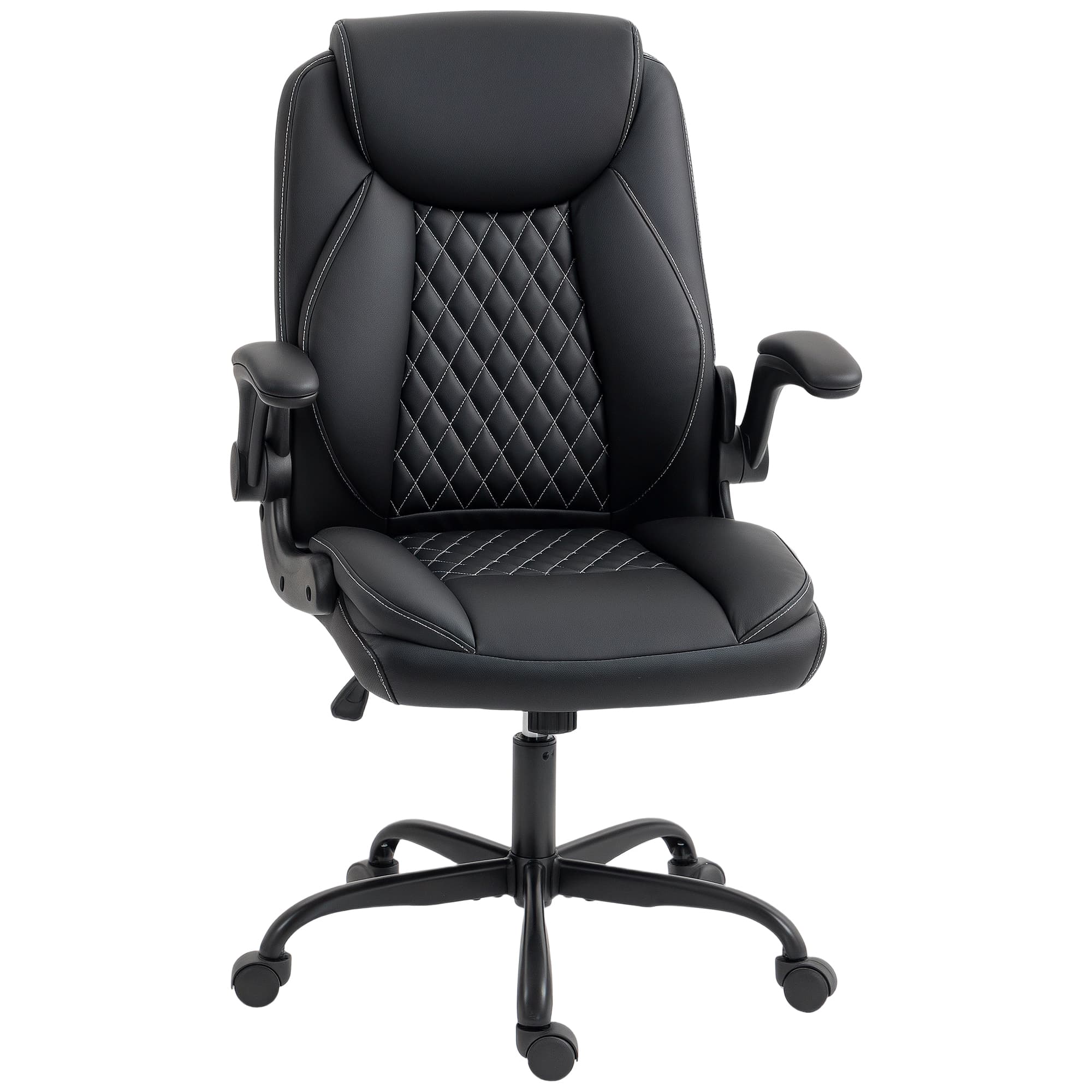 Premium Black Faux Leather Office Chair for All-Day Comfort - Black
