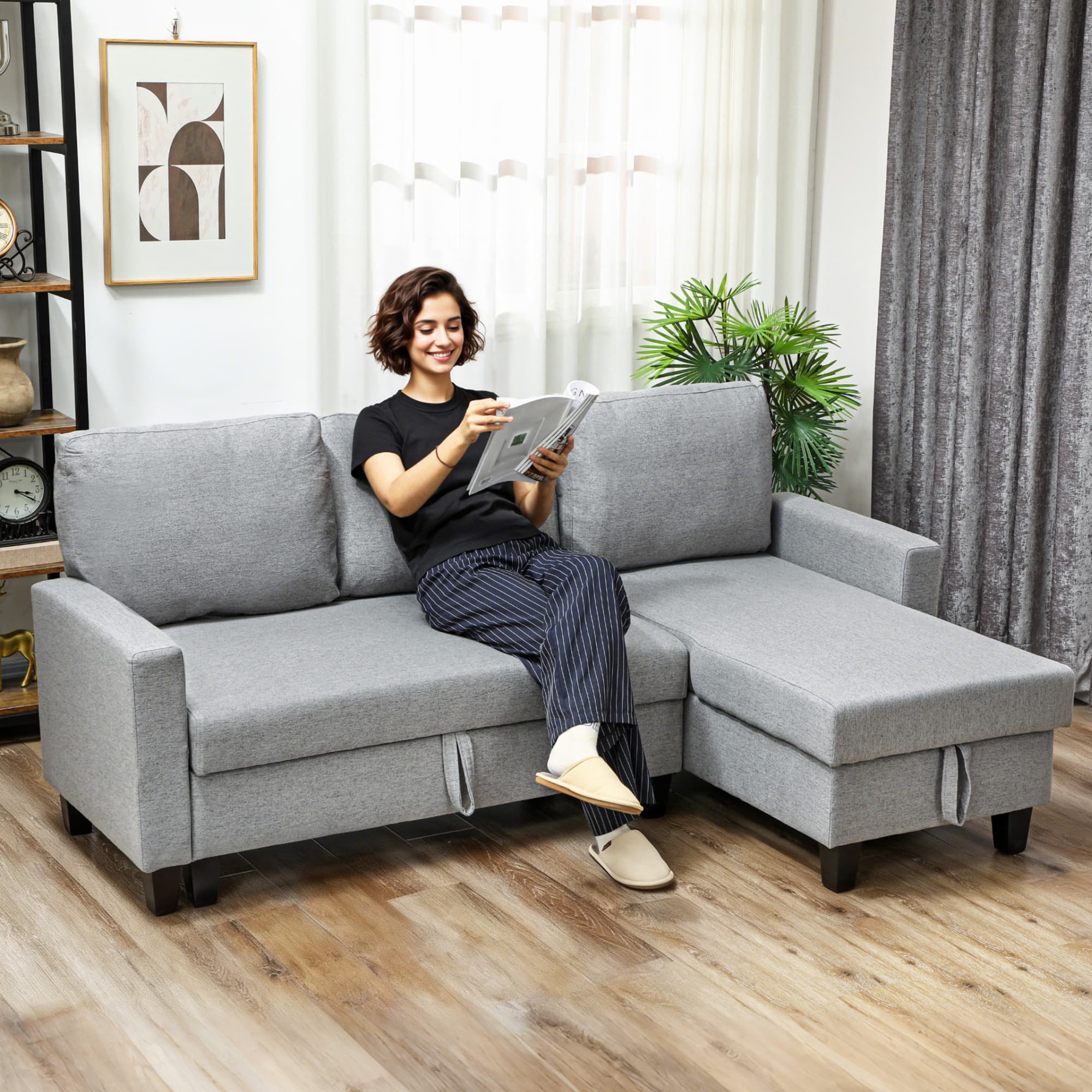 Transform Your Space with this Grey 3-Seater Storage Sofa Bed - image 2