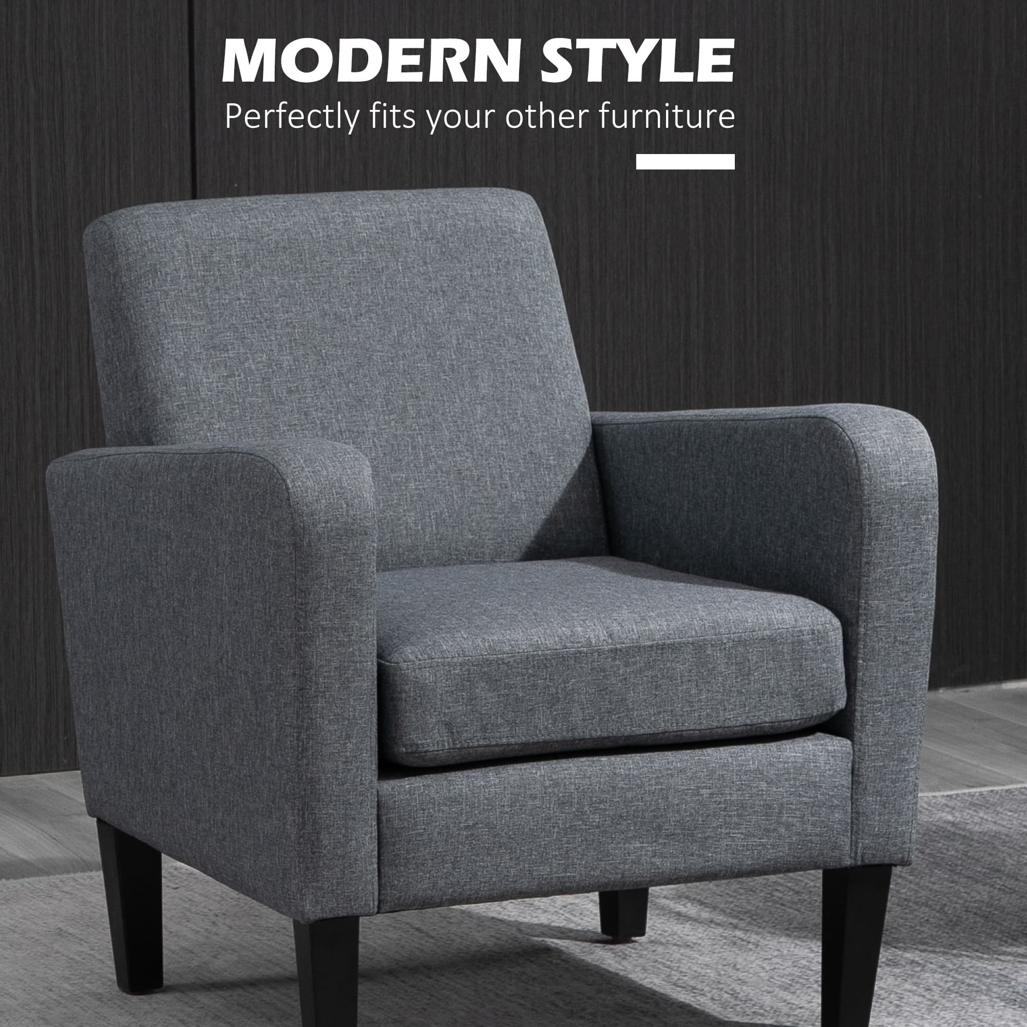 Effortless Comfort: Modern Grey Linen-Feel Accent Chair - image 3
