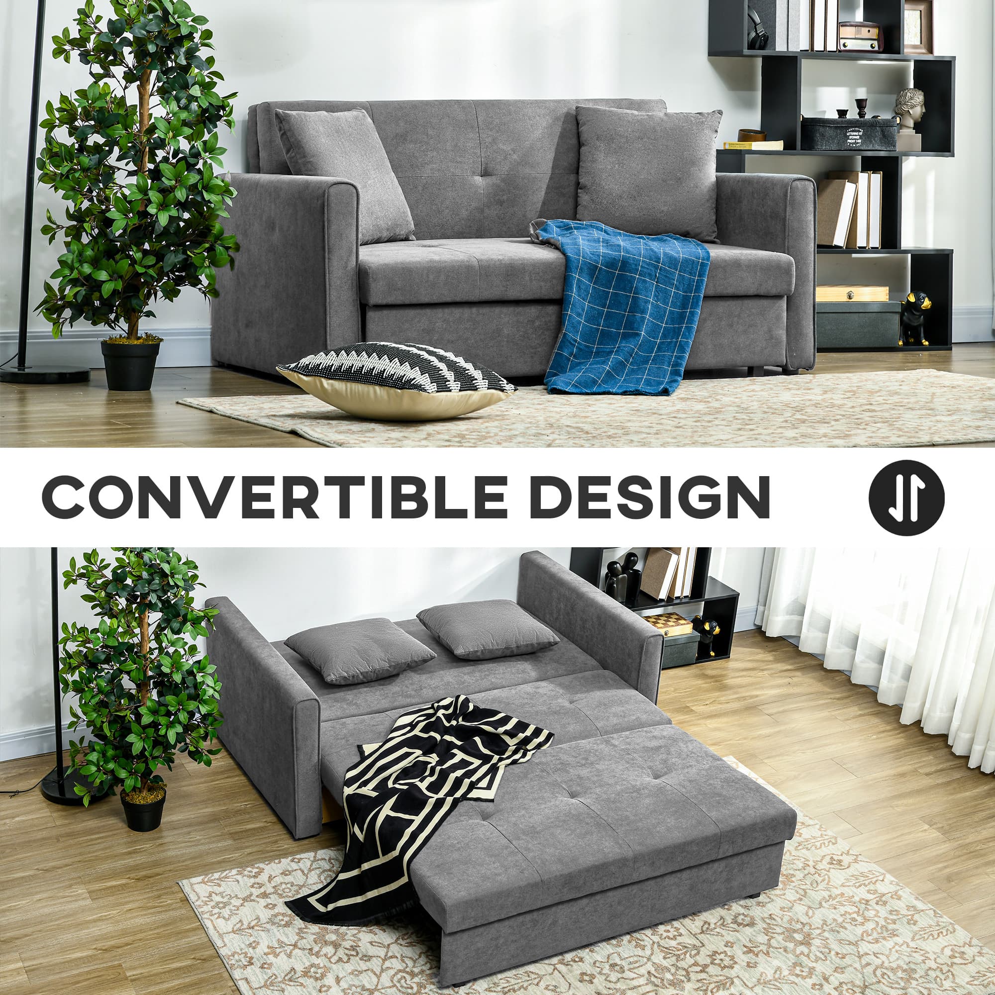 Transform Your Space with this Grey 2-Seater Sofa Bed - image 2