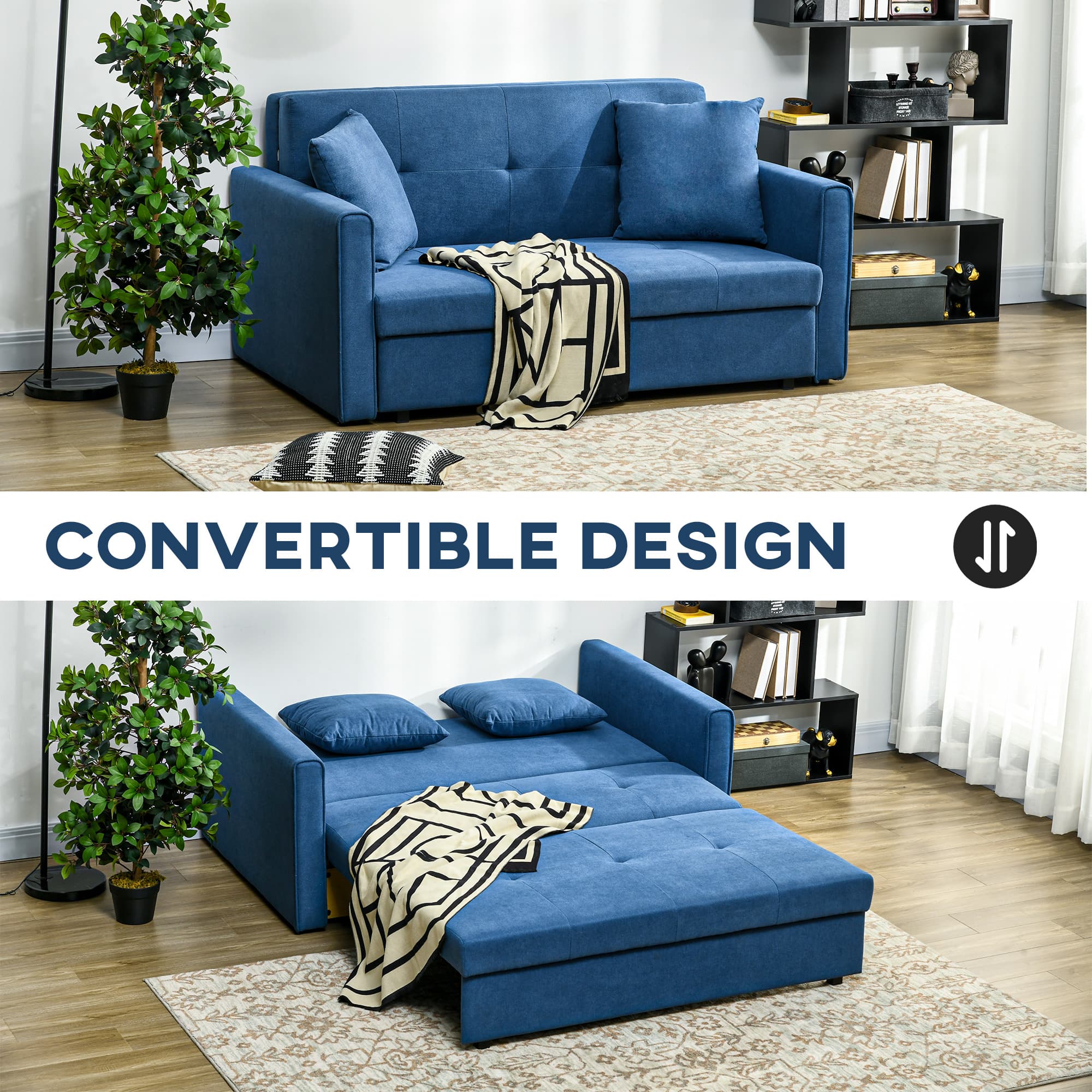Maximise Your Space with this Deep Blue 2 Seater Sofa Bed - image 1