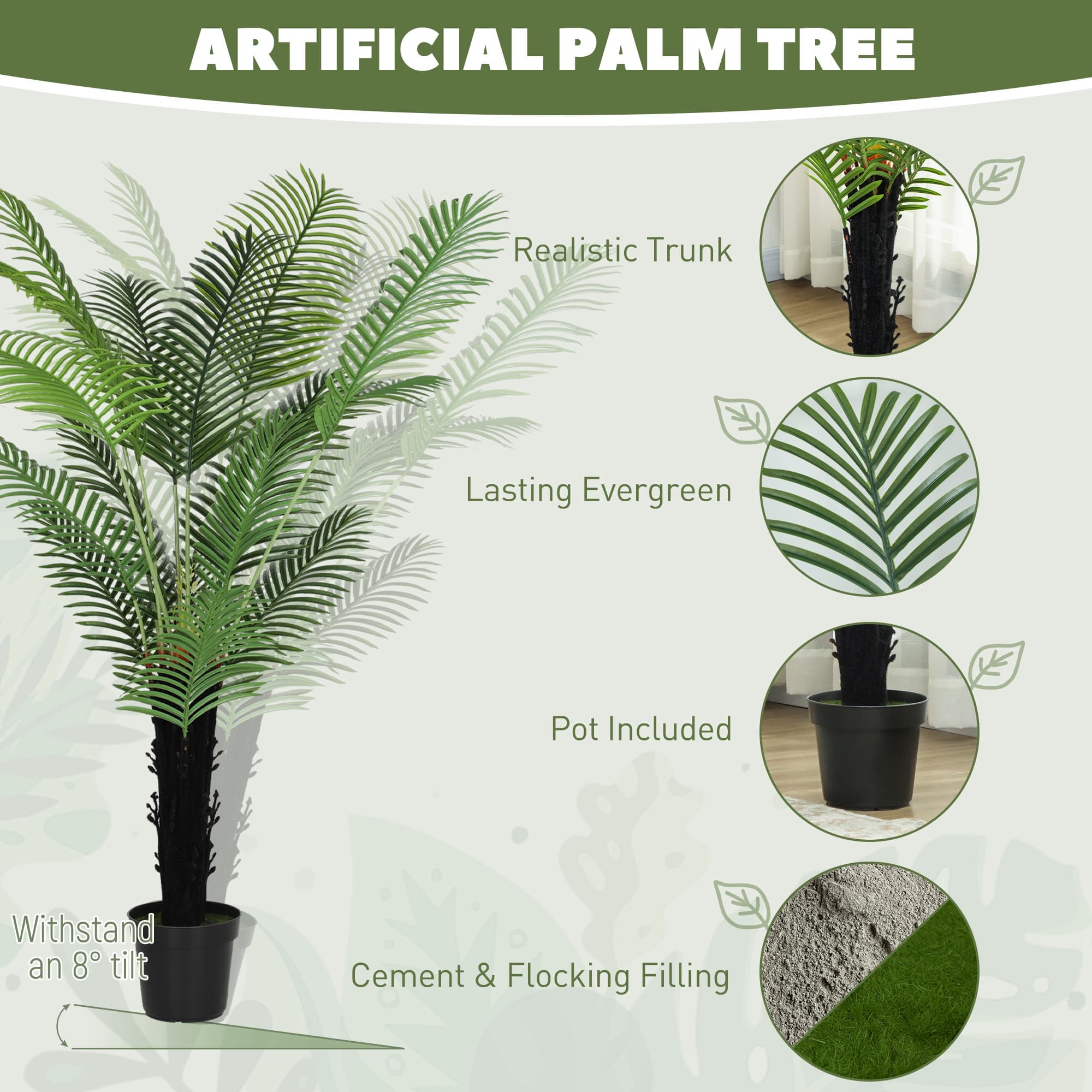 175 cm Artificial Areca Palm with PE Fronds in Pot - image 7