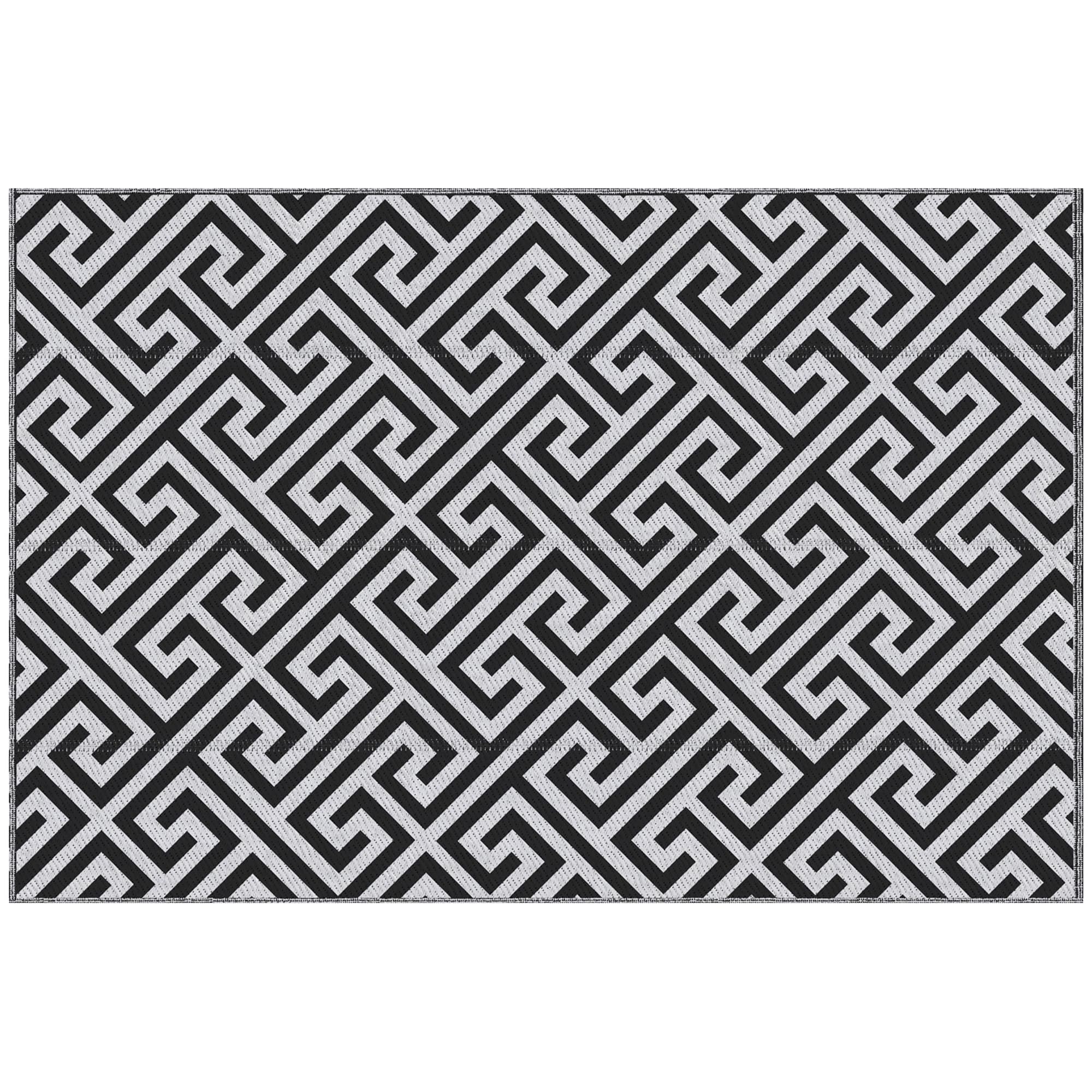 Reversible Outdoor Rug for Patios and Camping - Black