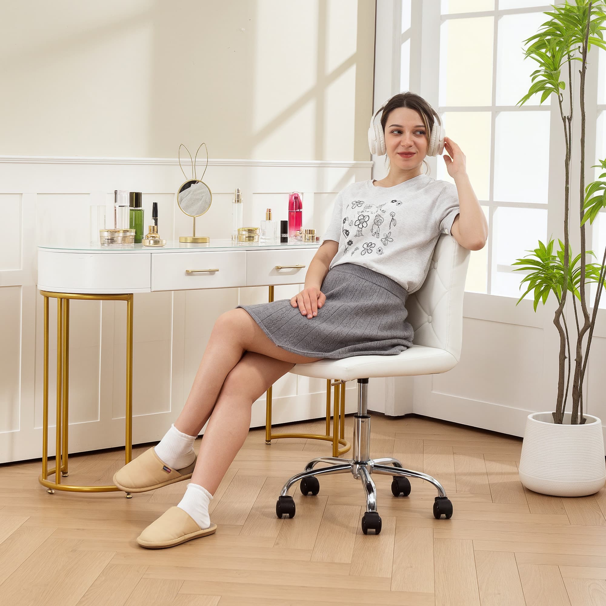 Modern White Armless Office Chair for Effortless Style - image 5