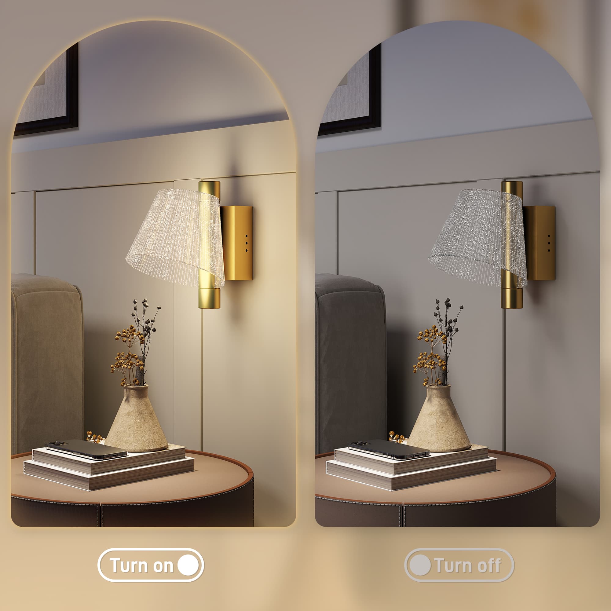 Set of 2 Gold LED Wall Lights with Adjustable Colour Temperature - image 6