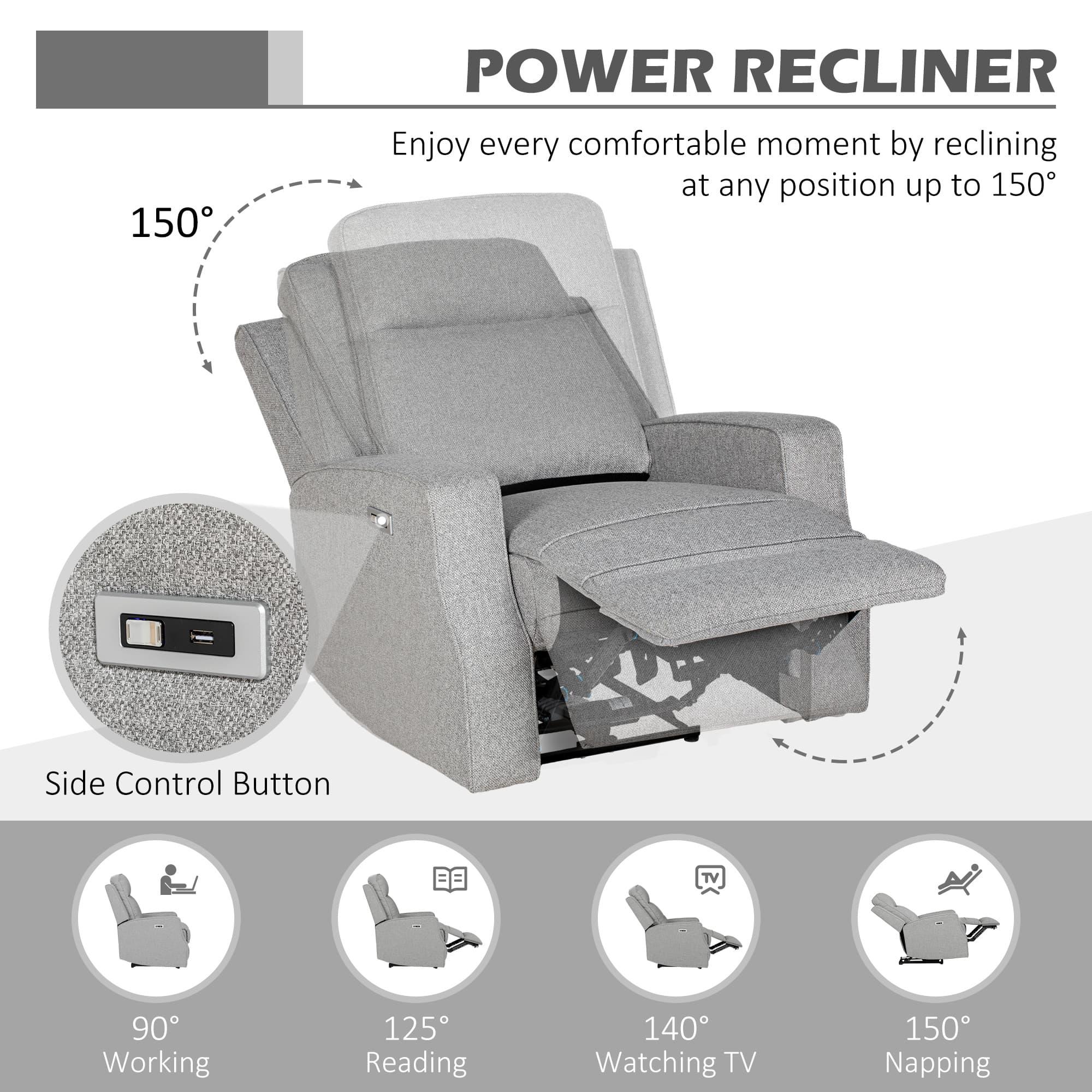 Discover Premium Comfort: Grey Electric Reclining Chair - image 3