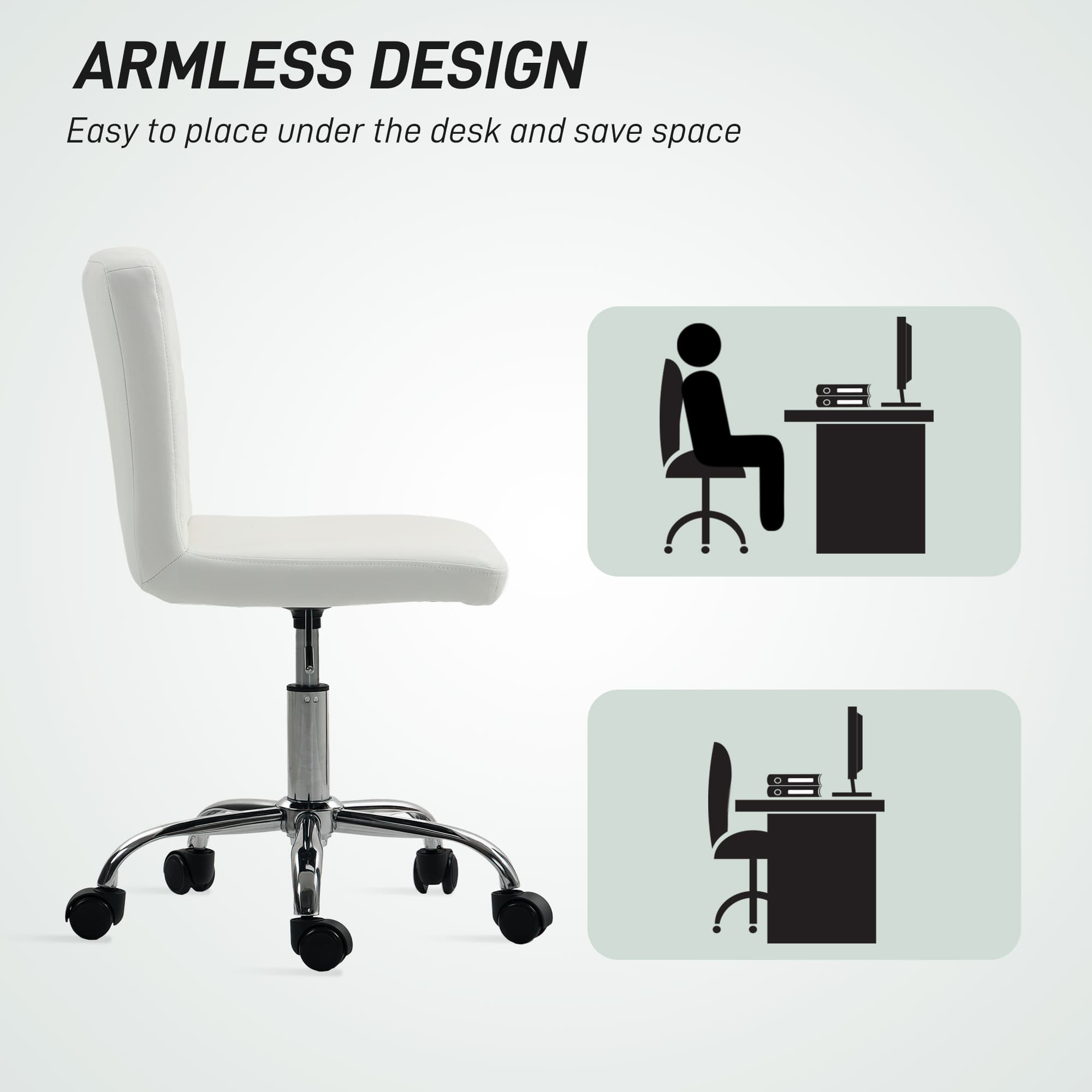 Modern White Armless Office Chair for Effortless Style - image 2