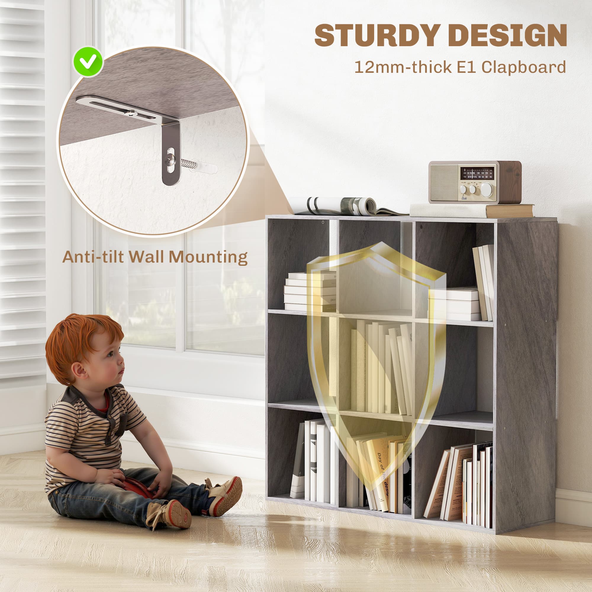 Transform Your Space with the Marble Grey Nine-Cube Shelf - image 1