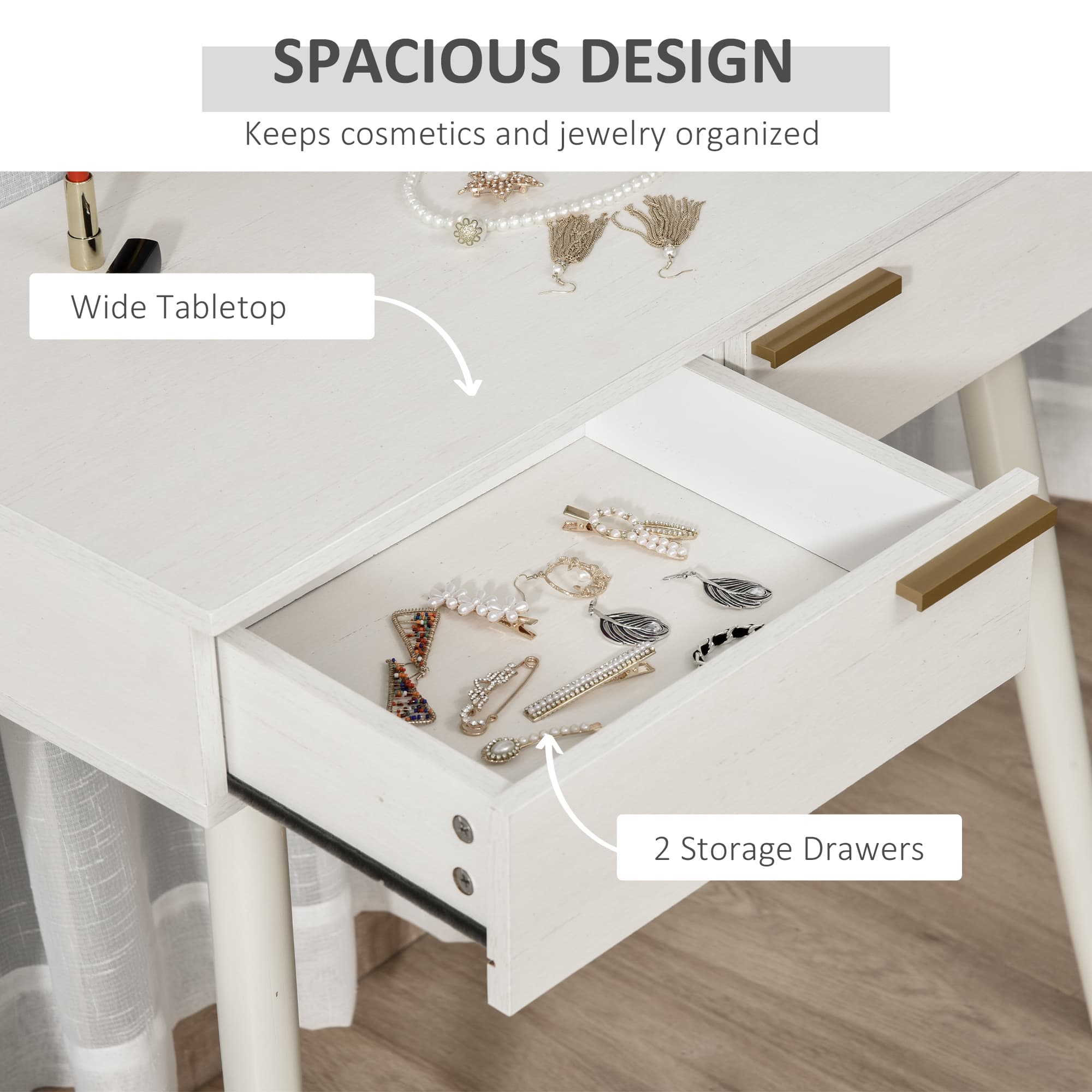 Discover Effortless Elegance: White Dressing Table with Mirror - image 2