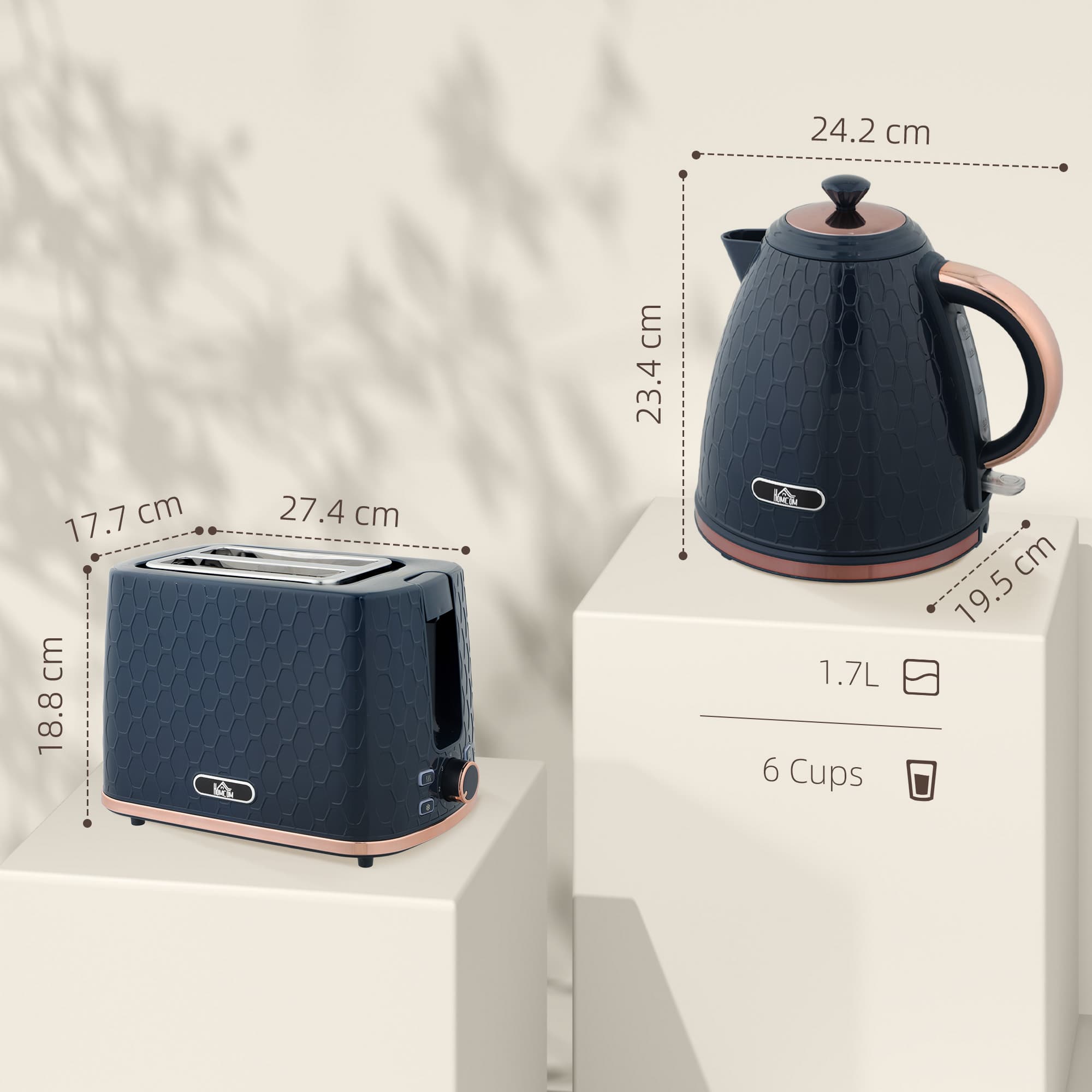 Matching Navy Kettle and 2-Slice Toaster with Copper Trim - image 10