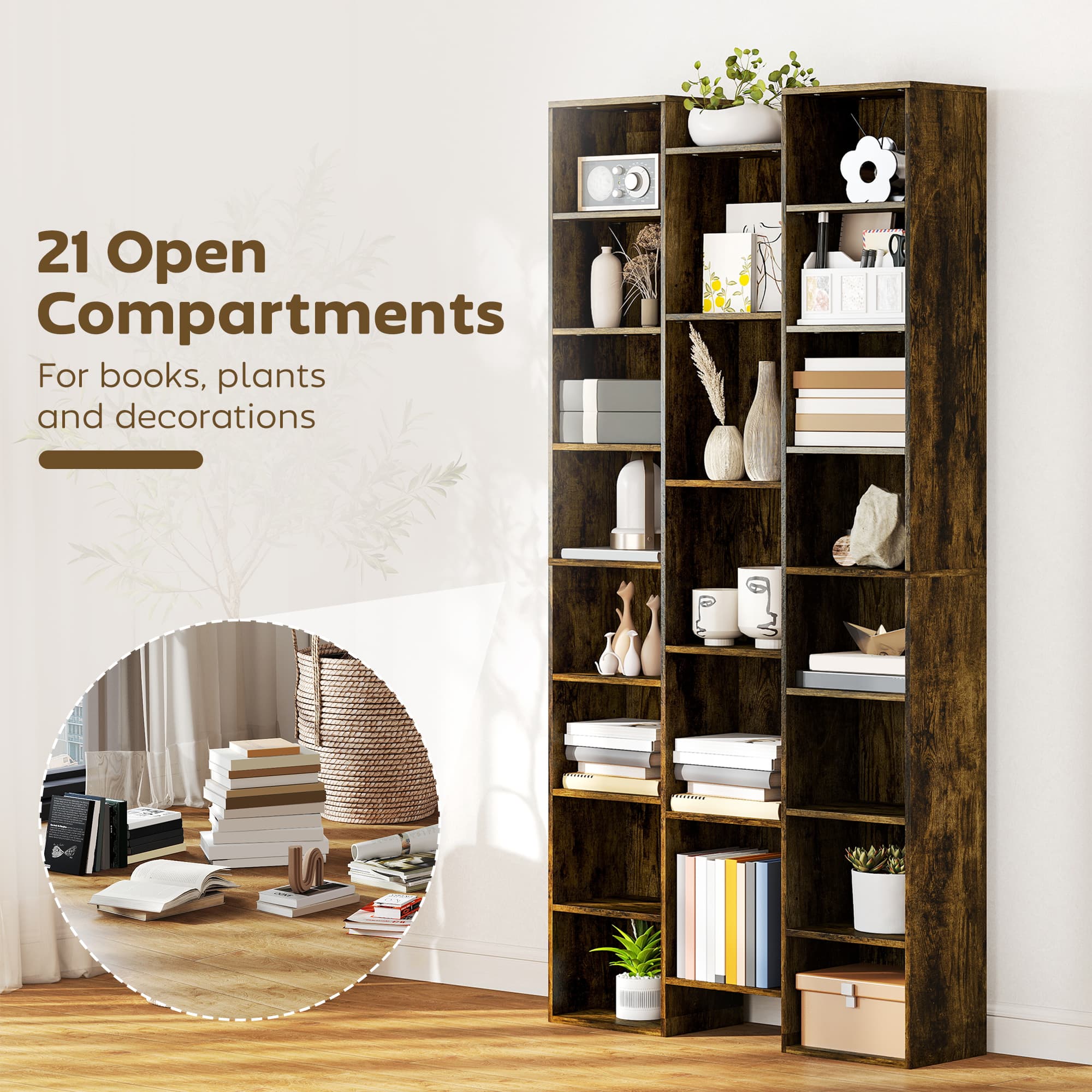 Transform Your Space with this 21-Compartment Rustic Bookshelf - image 1