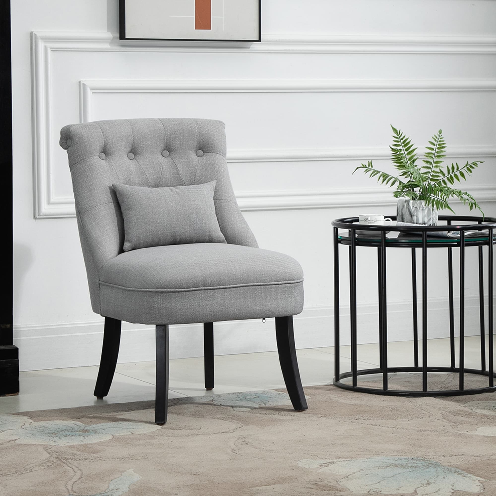 Transform Your Space with this Grey Linen-Look Accent Chair - image 2