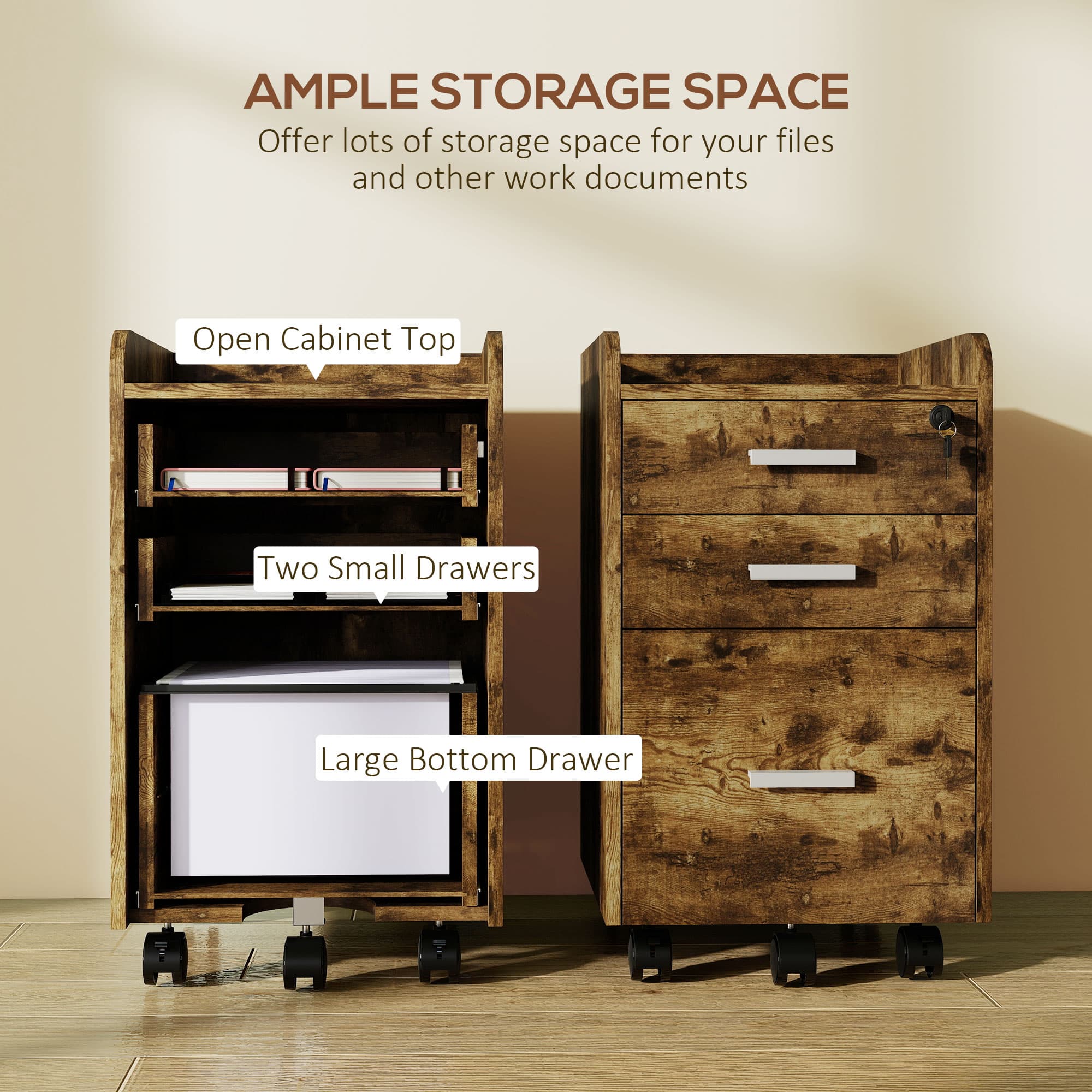 Transform Your Workspace with this Rustic 3-Drawer Filing Cabinet - image 4