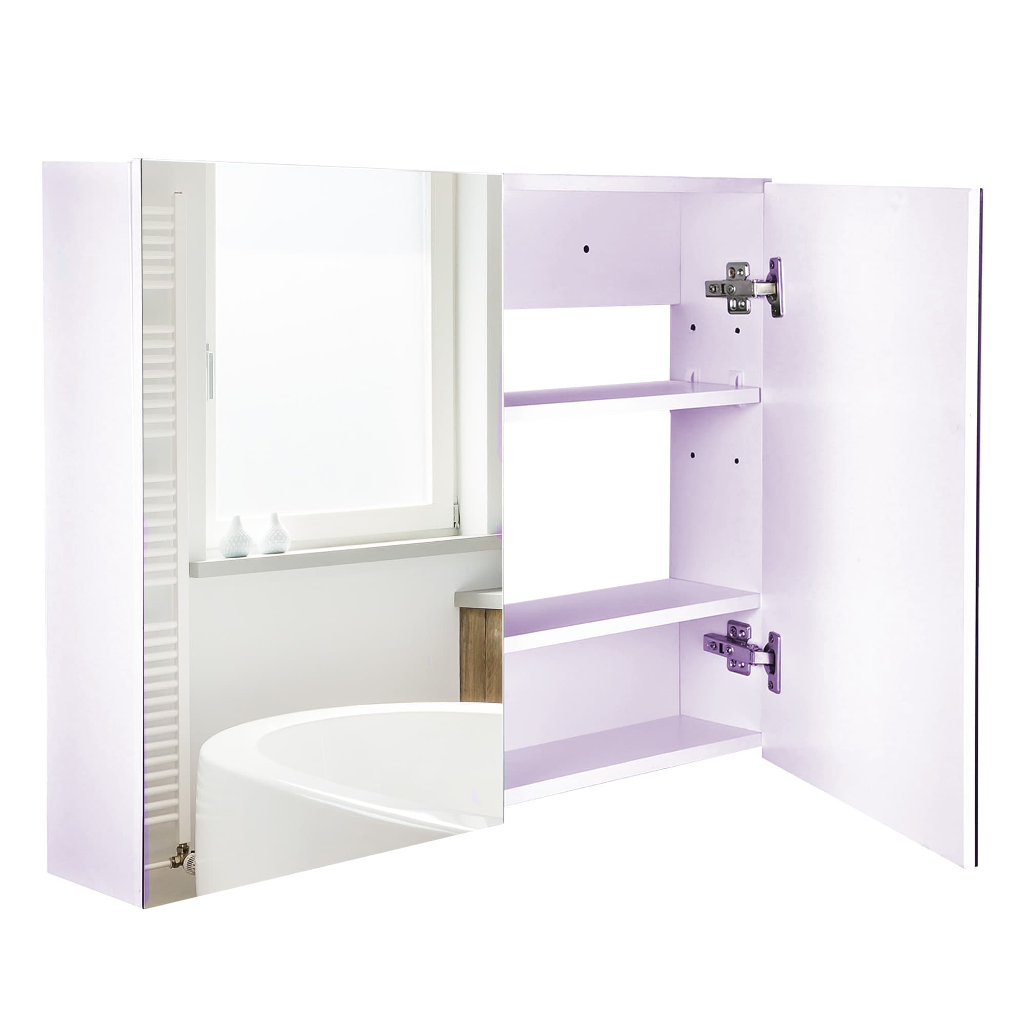 Transform Your Space with this White Double Door Mirror Cabinet - White