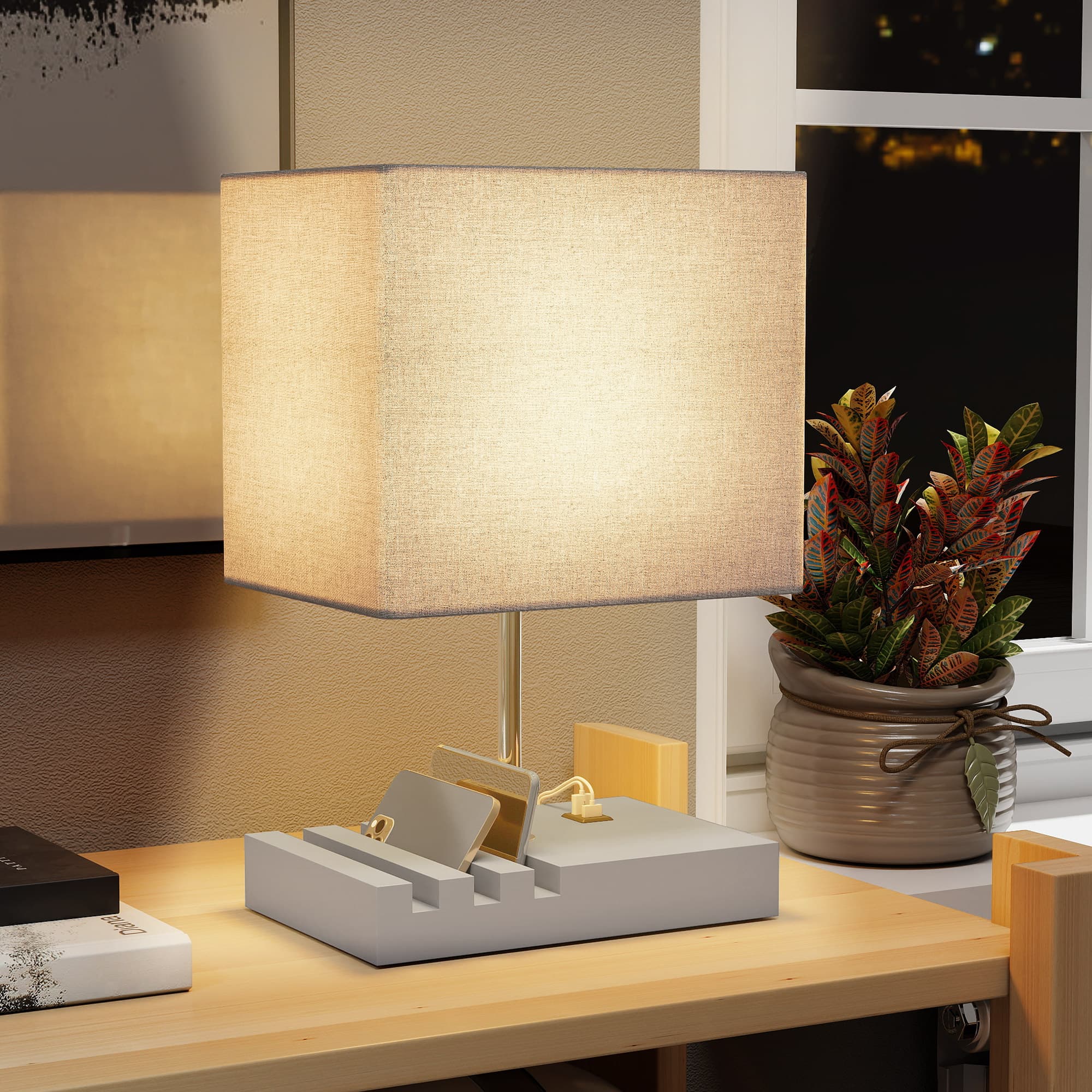 Bedside lamp with USB-A and USB-C charging built into the base - image 9