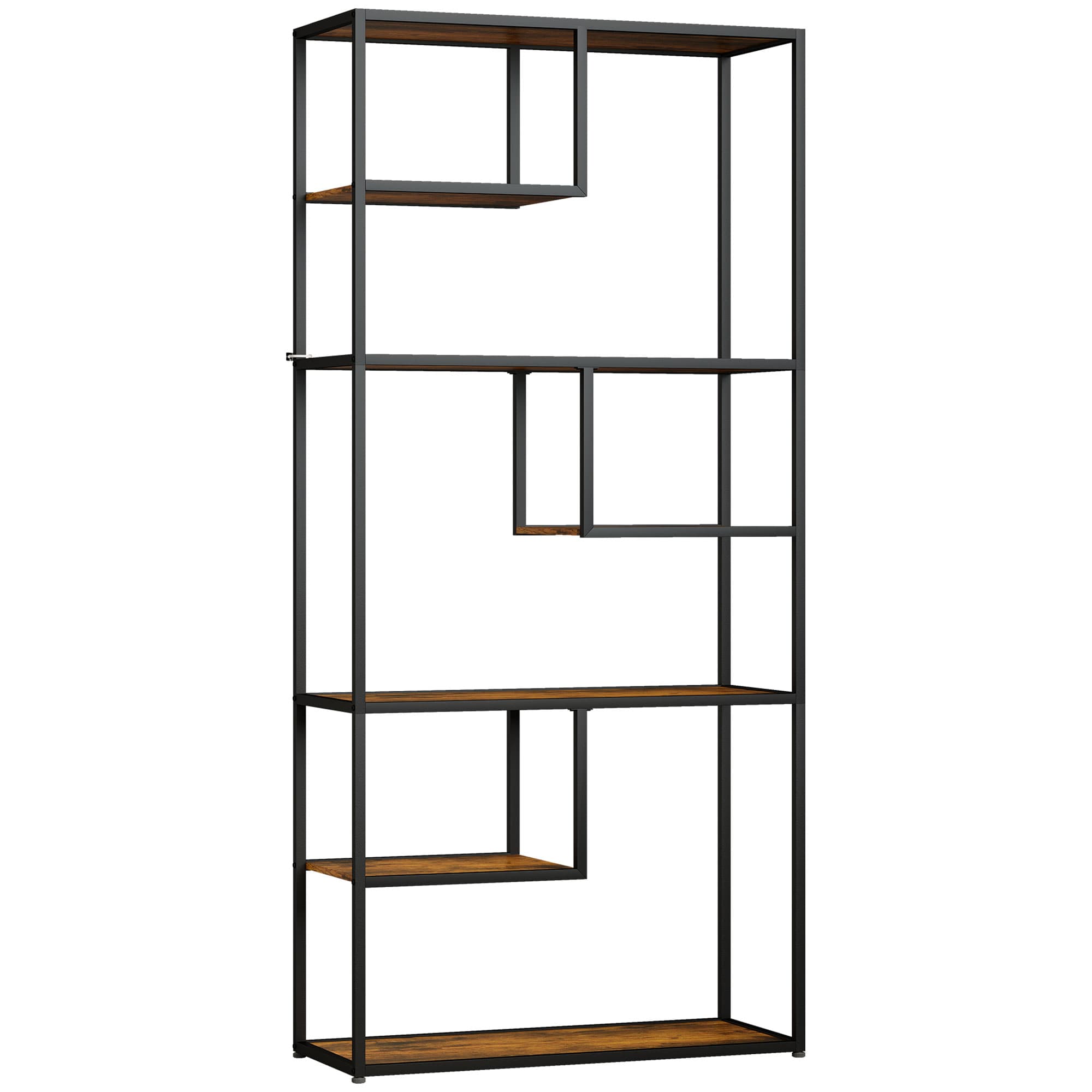 Transform Your Space with this 6-Tier Industrial Bookcase - Rustic Brown