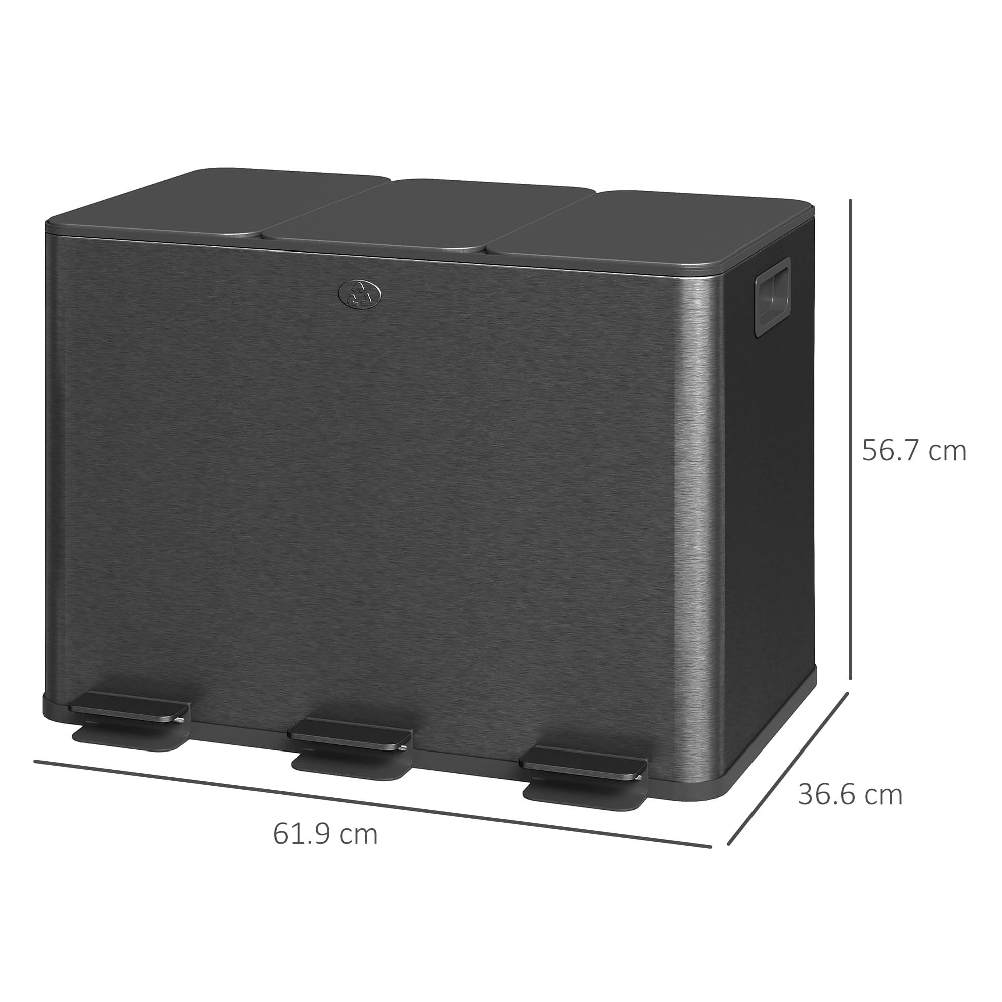 Effortless Kitchen Sorting: 60L Black Triple Recycling Bin - image 3