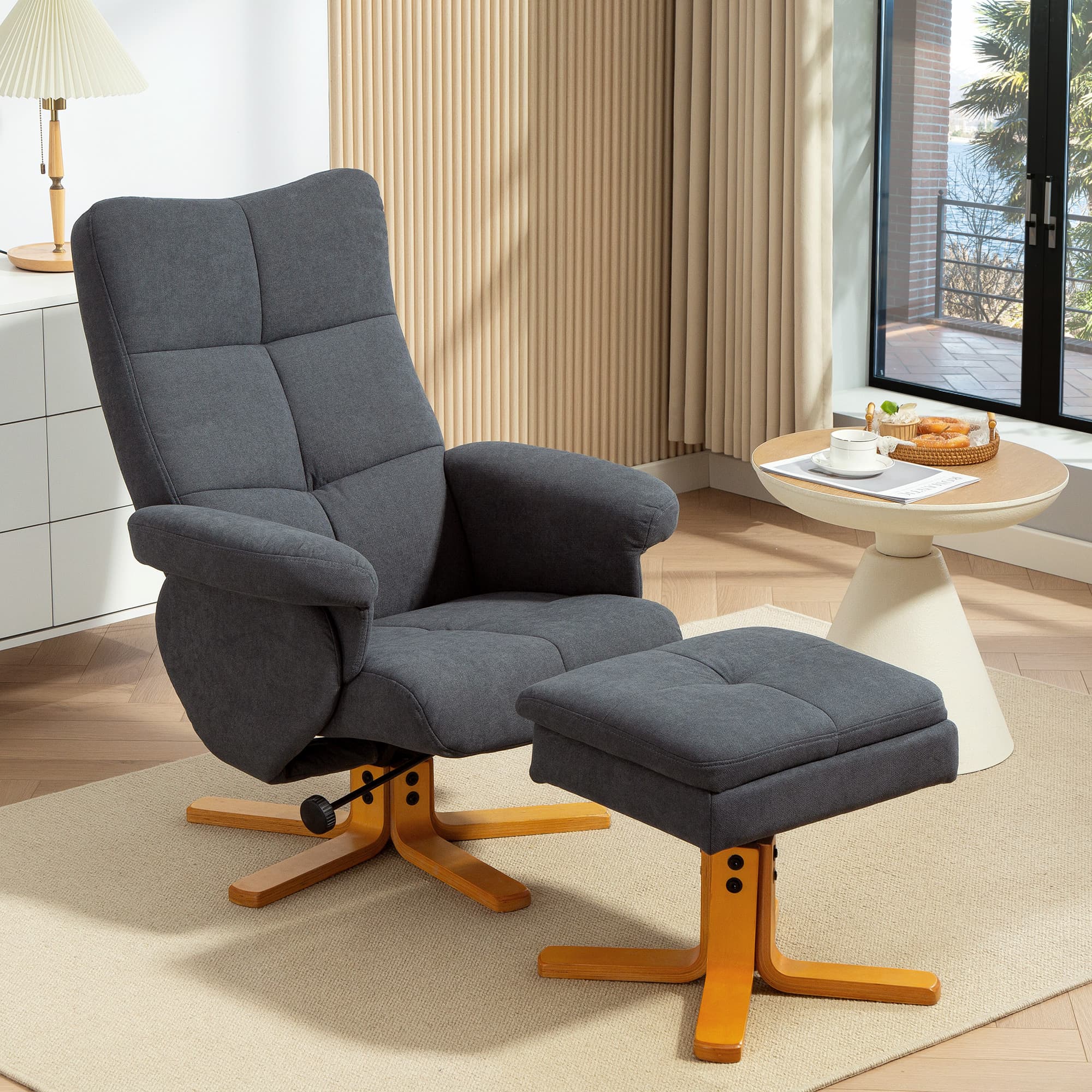 Transform Your Living Room with this Grey Recliner & Ottoman - image 2