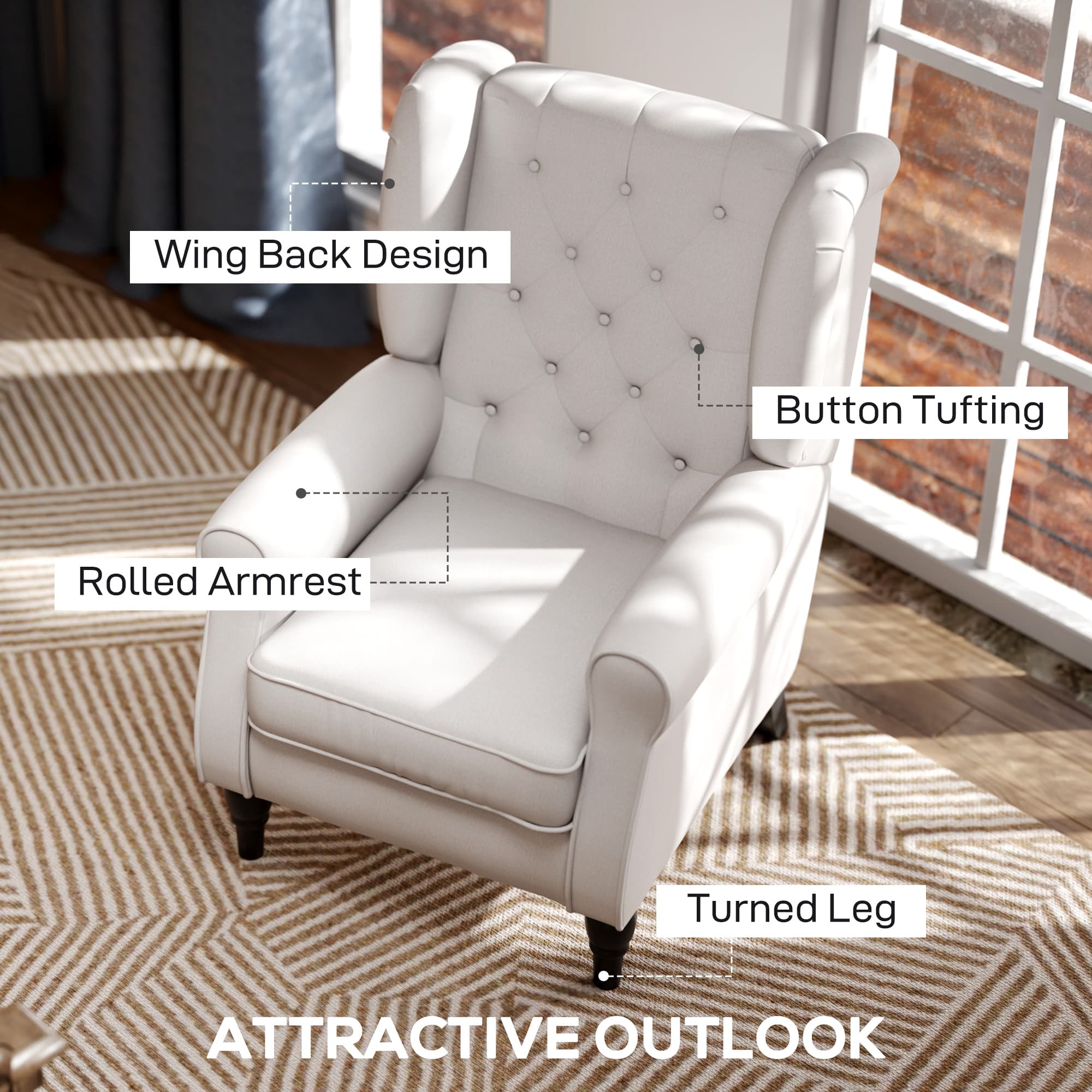 Transform Your Space with this Retro Cream Wingback Chair - image 4