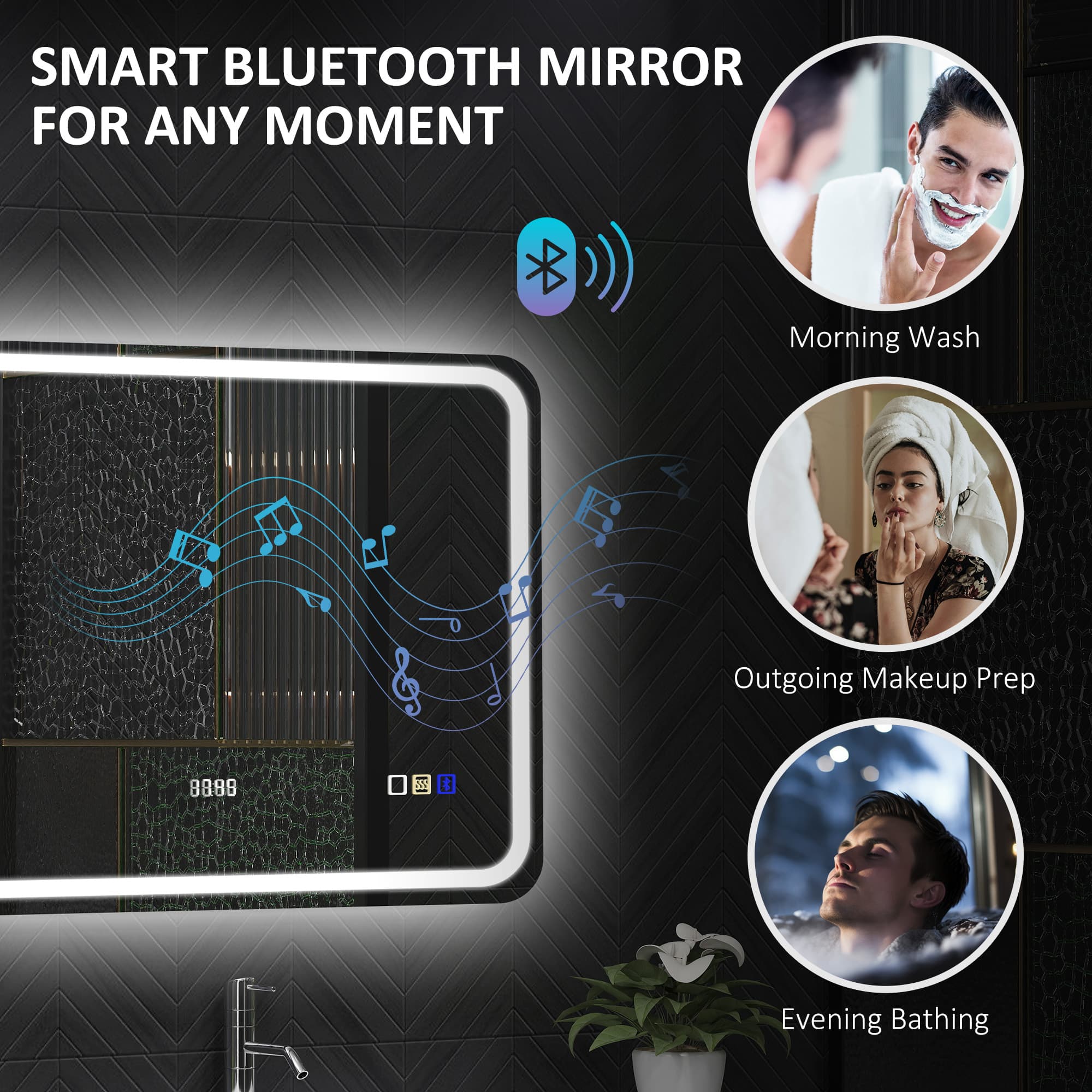 Effortless Grooming: 80x60cm Bluetooth LED Bathroom Mirror - image 5