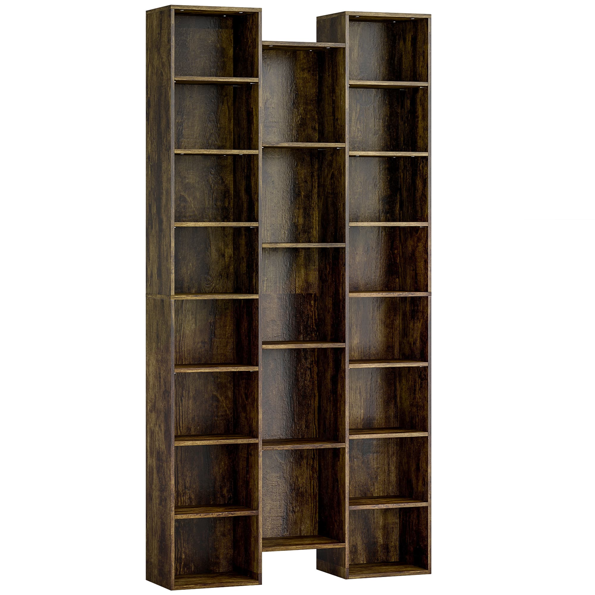 Transform Your Space with this 21-Compartment Rustic Bookshelf - Rustic Brown