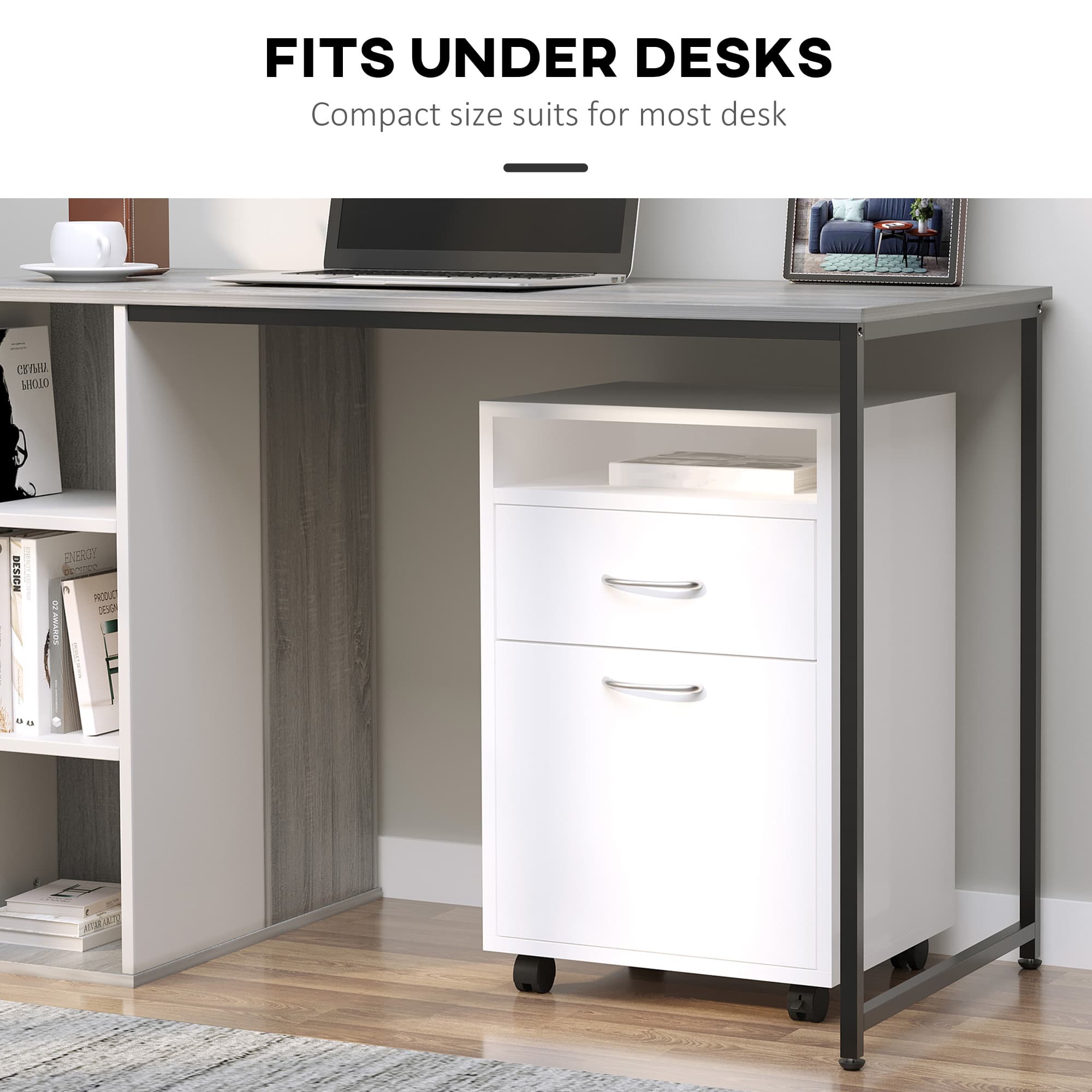 White Mobile Filing Cabinet For Home Office Storage - image 3