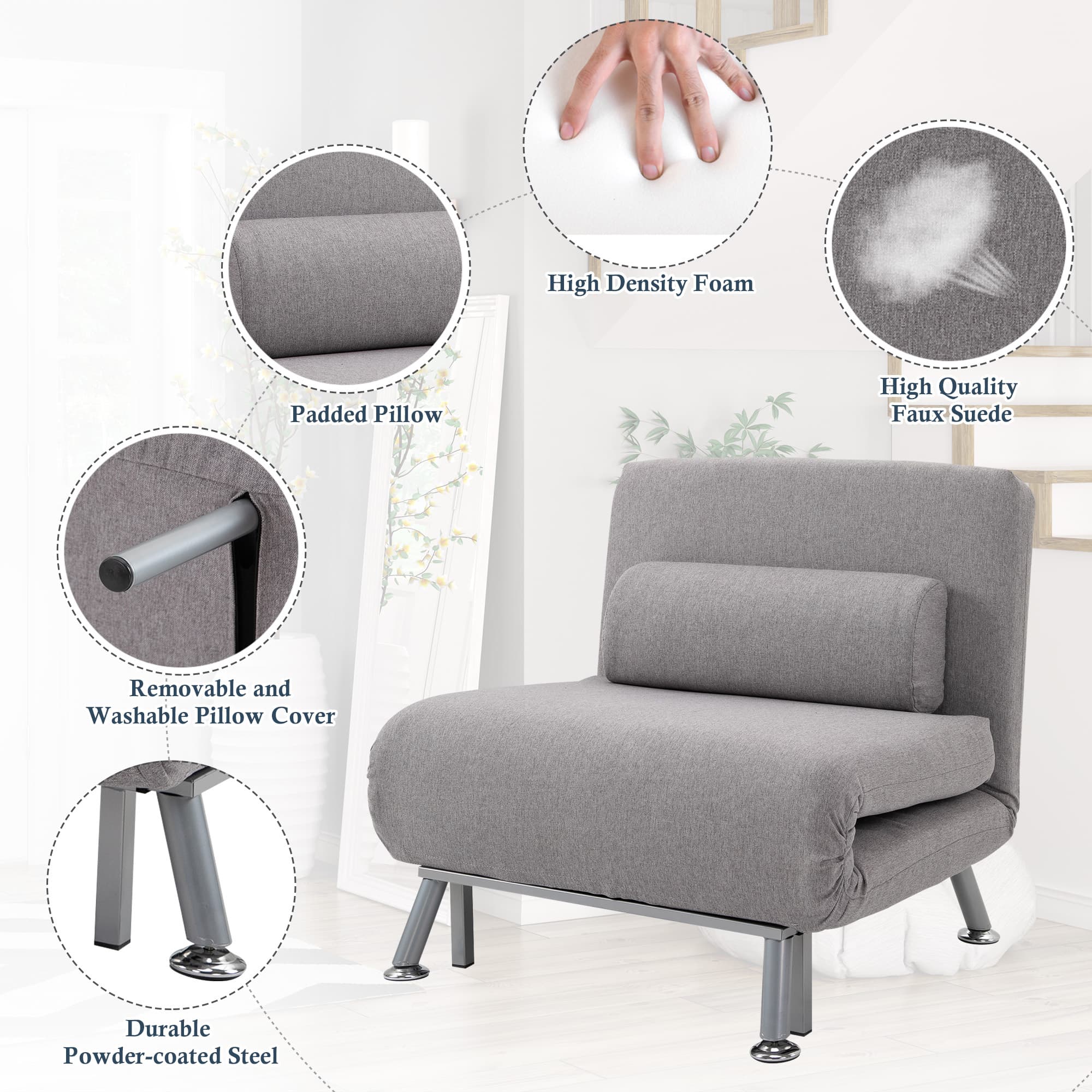 Transform Your Space with this Grey Convertible Futon Chair - image 1