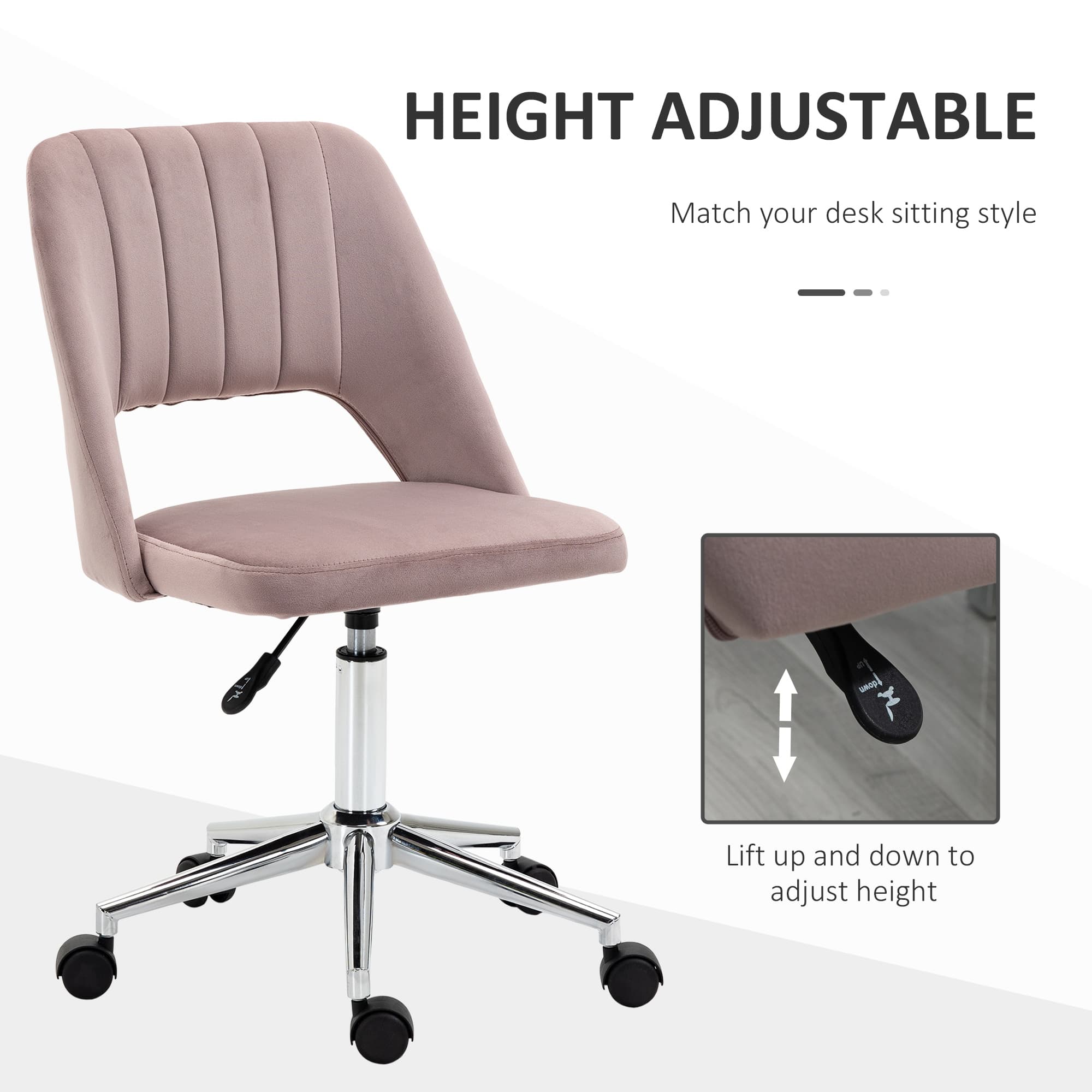 Transform Your Workspace with this Pink Velvet Office Chair - image 3