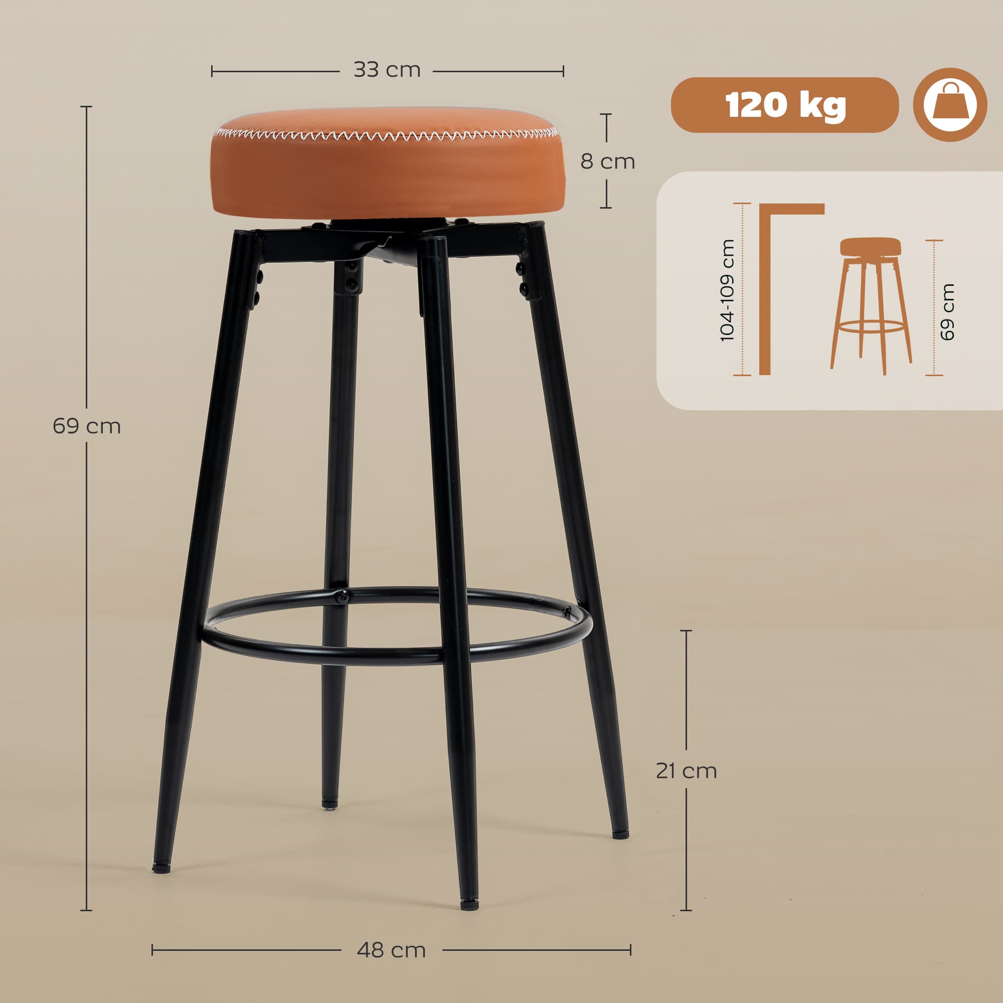 Transform Your Kitchen with these Brown Faux Leather Bar Stools - image 5