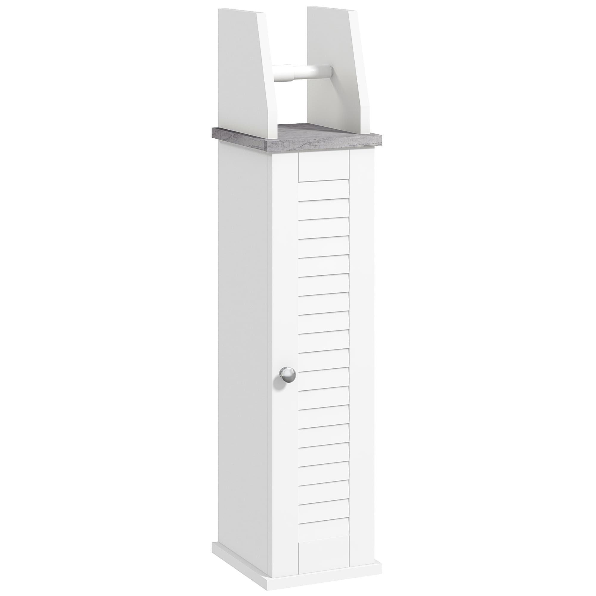 White Slim Bathroom Cabinet for Toilet Roll Storage - White