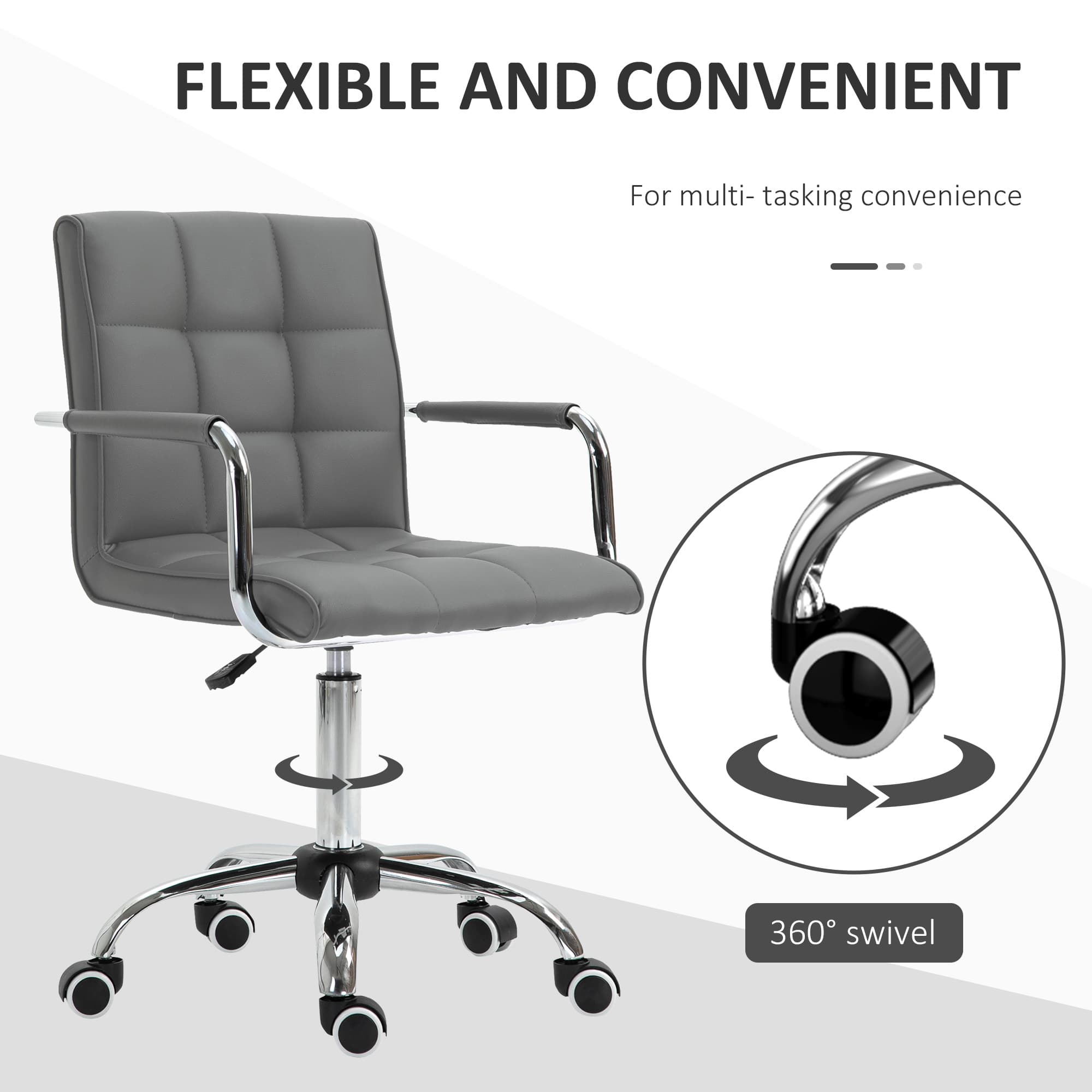 Transform Your Workspace with the Vinsetto Grey Leather Office Chair - image 3