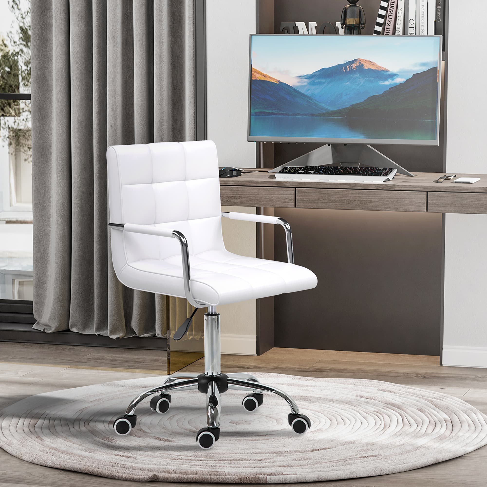 Transform Your Workspace with this White Leather Vanity Chair - image 5