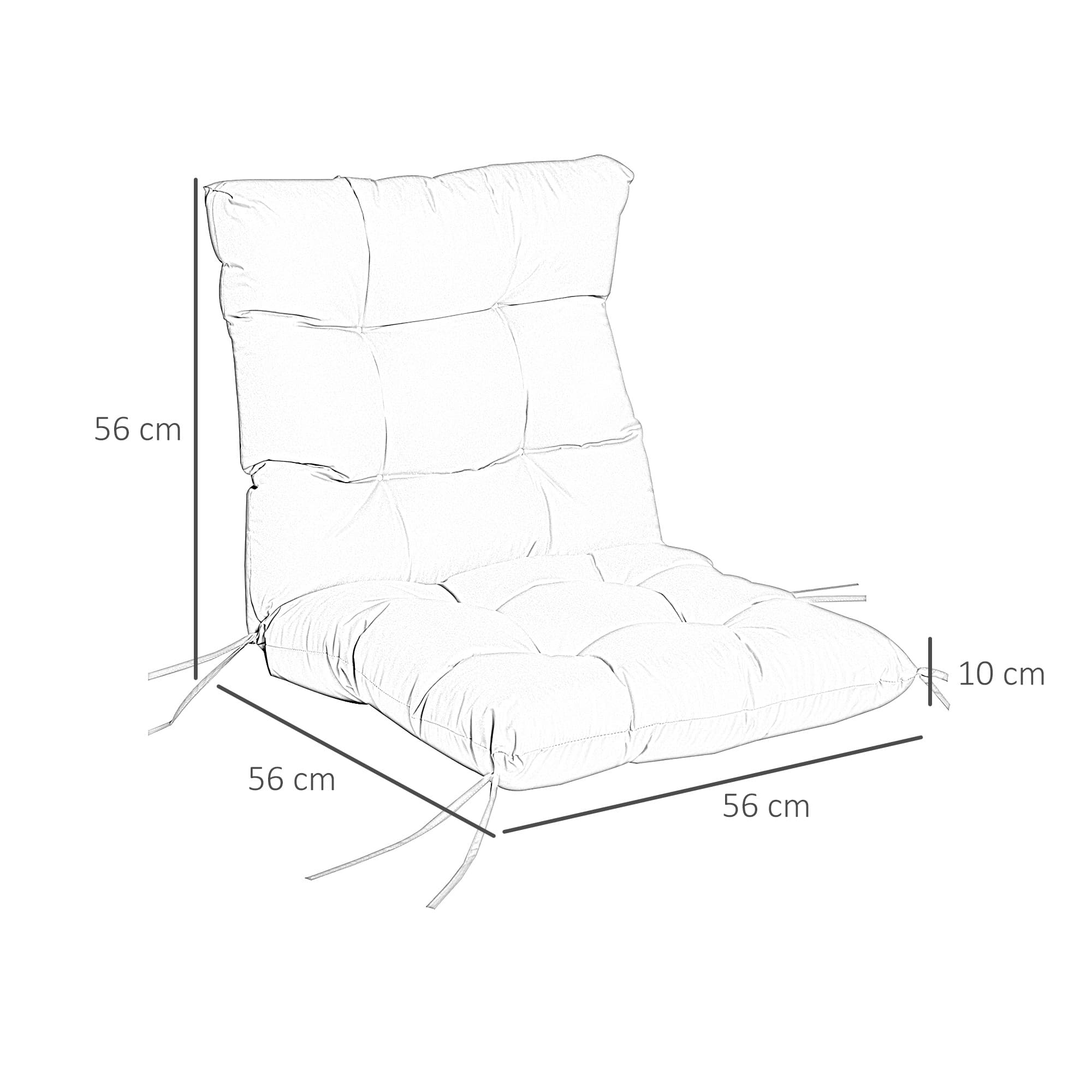 Tufted Garden Chair Cushion with Back Support, Light Grey - image 8