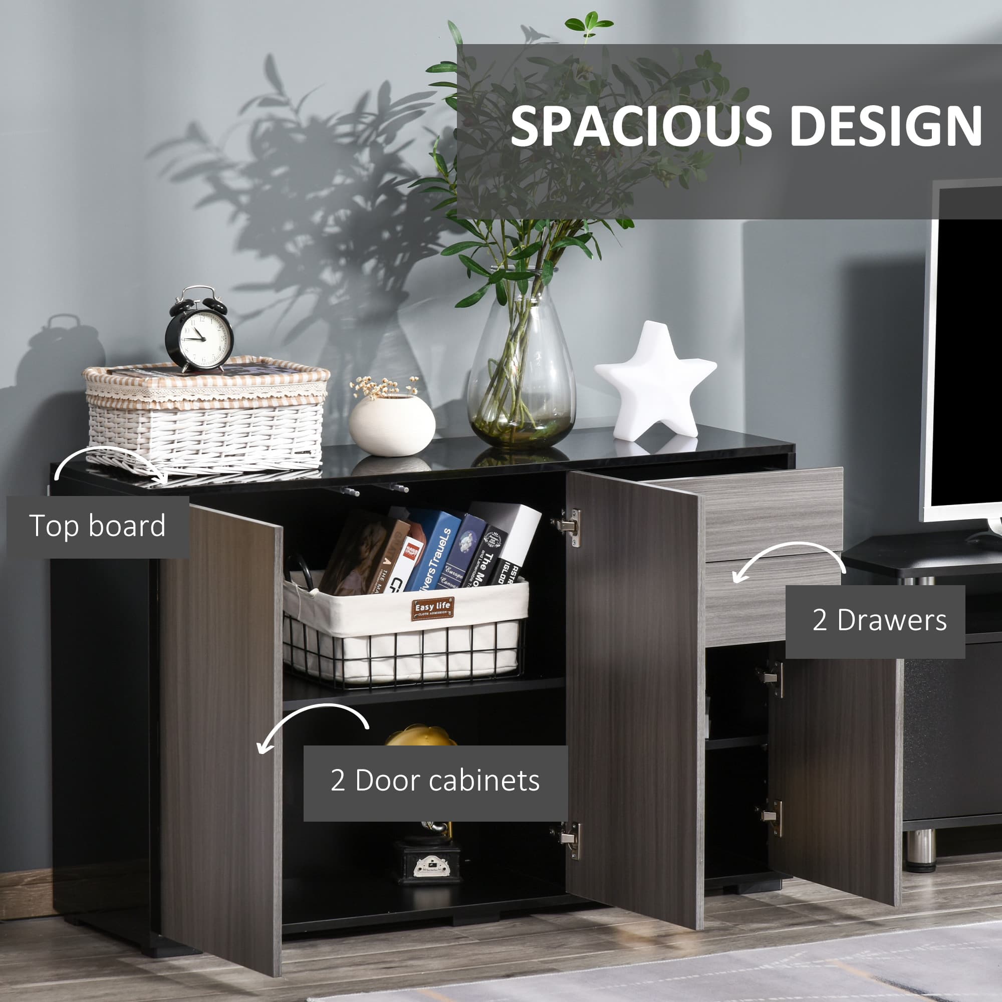 Transform Your Space with this High Gloss Push-Open Sideboard - image 4