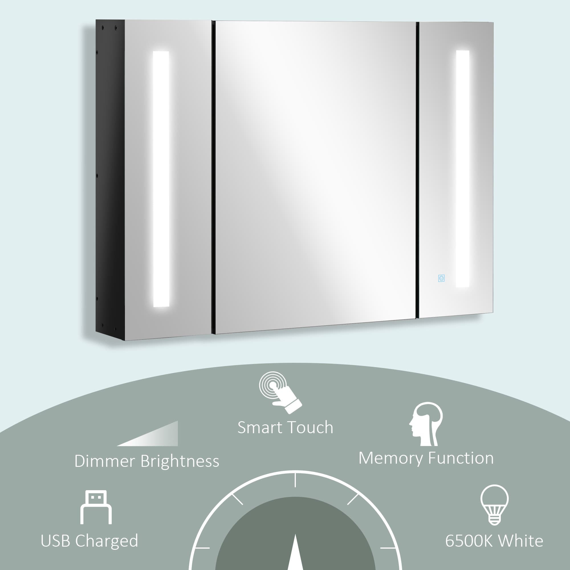 Illuminate Your Mornings with this Black LED Mirror Cabinet - image 5