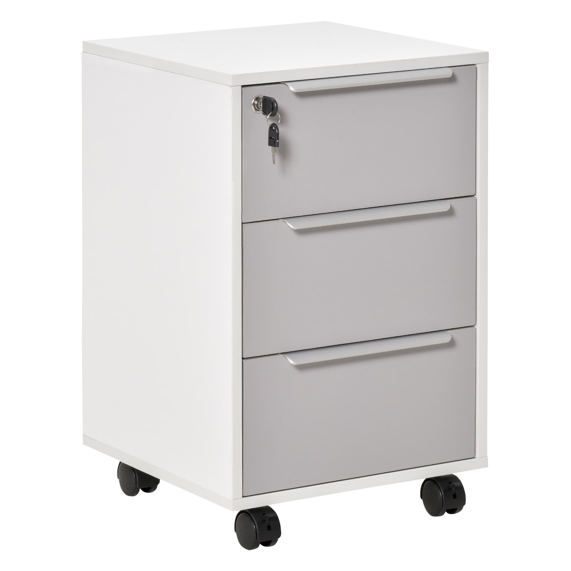 Secure Your Workspace with this 3-Drawer Locking Cabinet - White and Grey