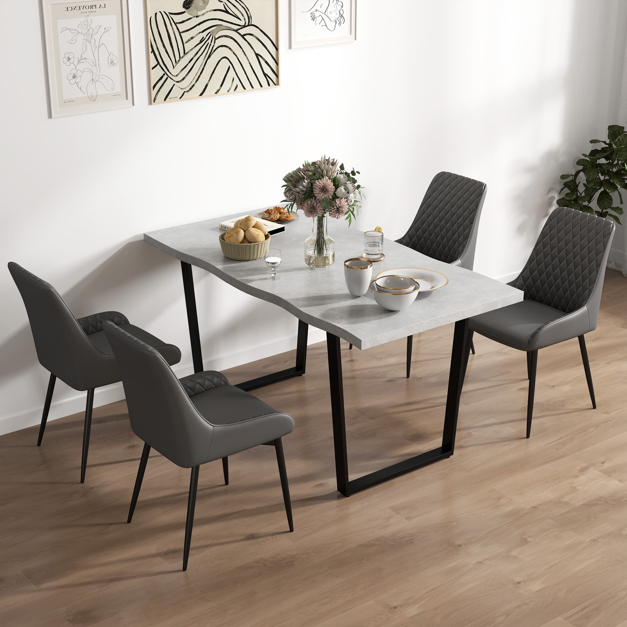 Transform Your Dining Space with Grey Quilted Leather Chairs - image 4