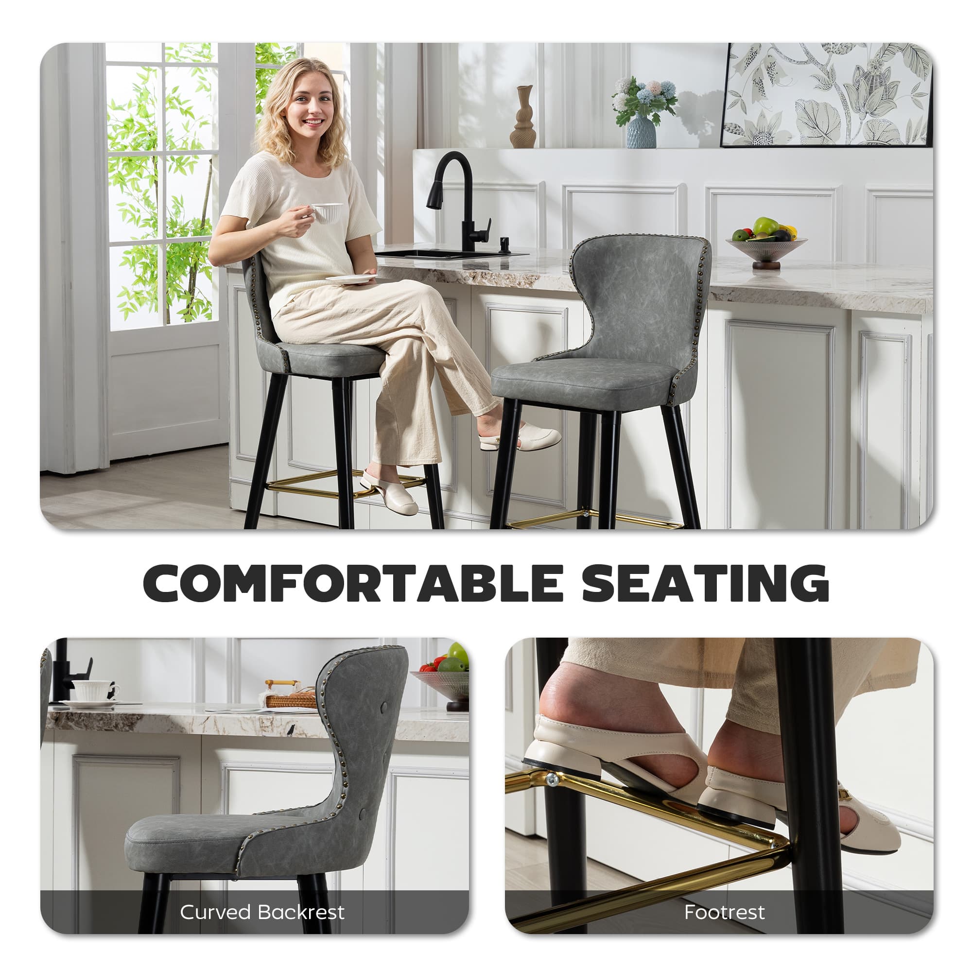 Transform Your Kitchen With Premium Grey Leather Bar Stools - image 5