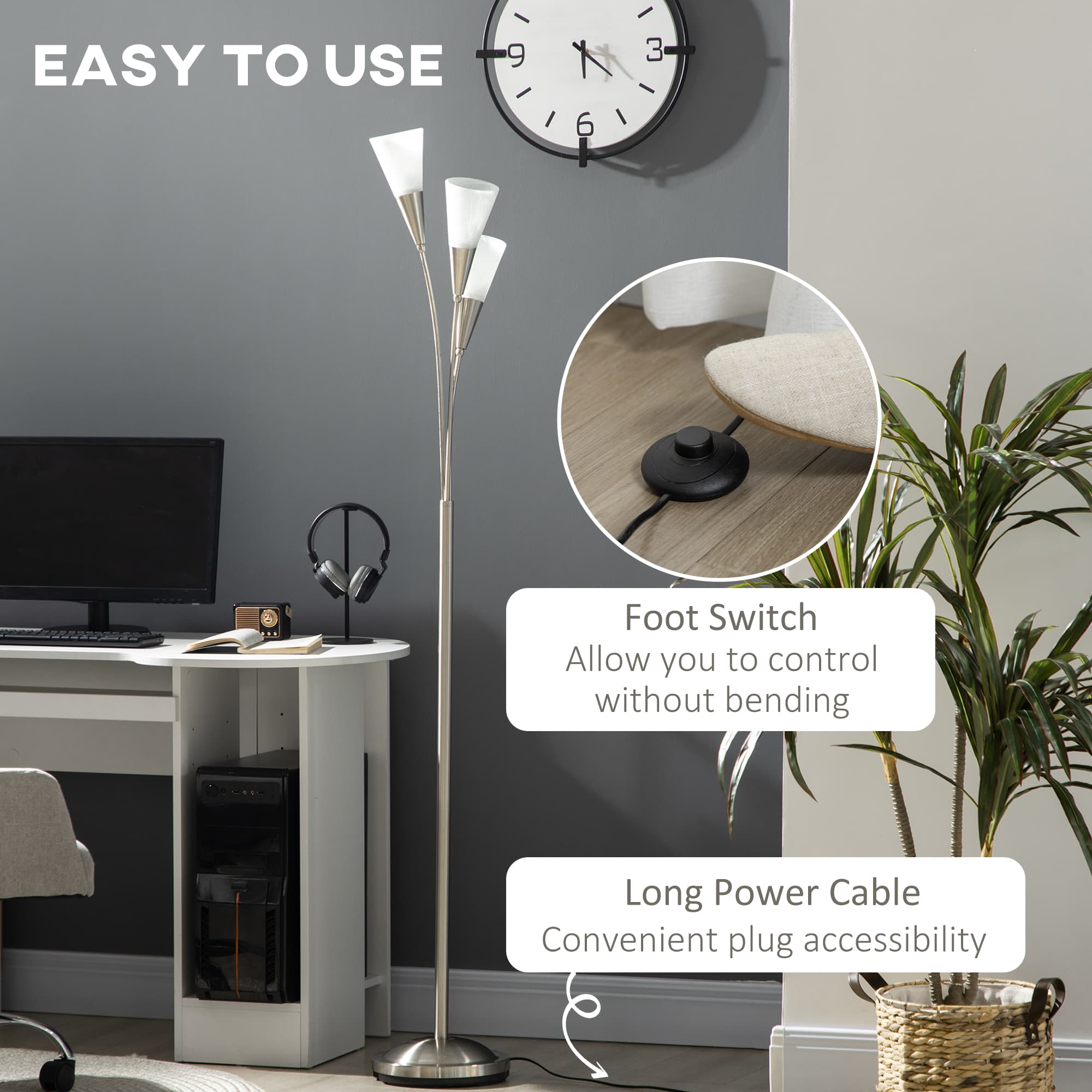 Transform Your Space with this Modern 3-Light Silver Floor Lamp - image 3