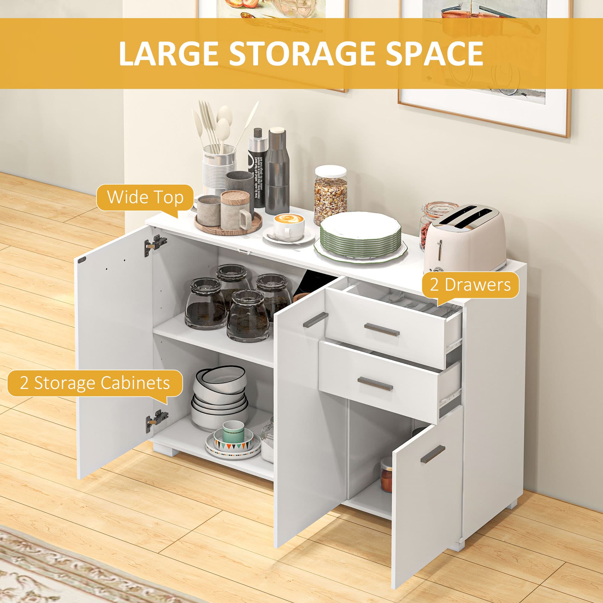 Modern High Gloss White Sideboard for Effortless Storage - image 1