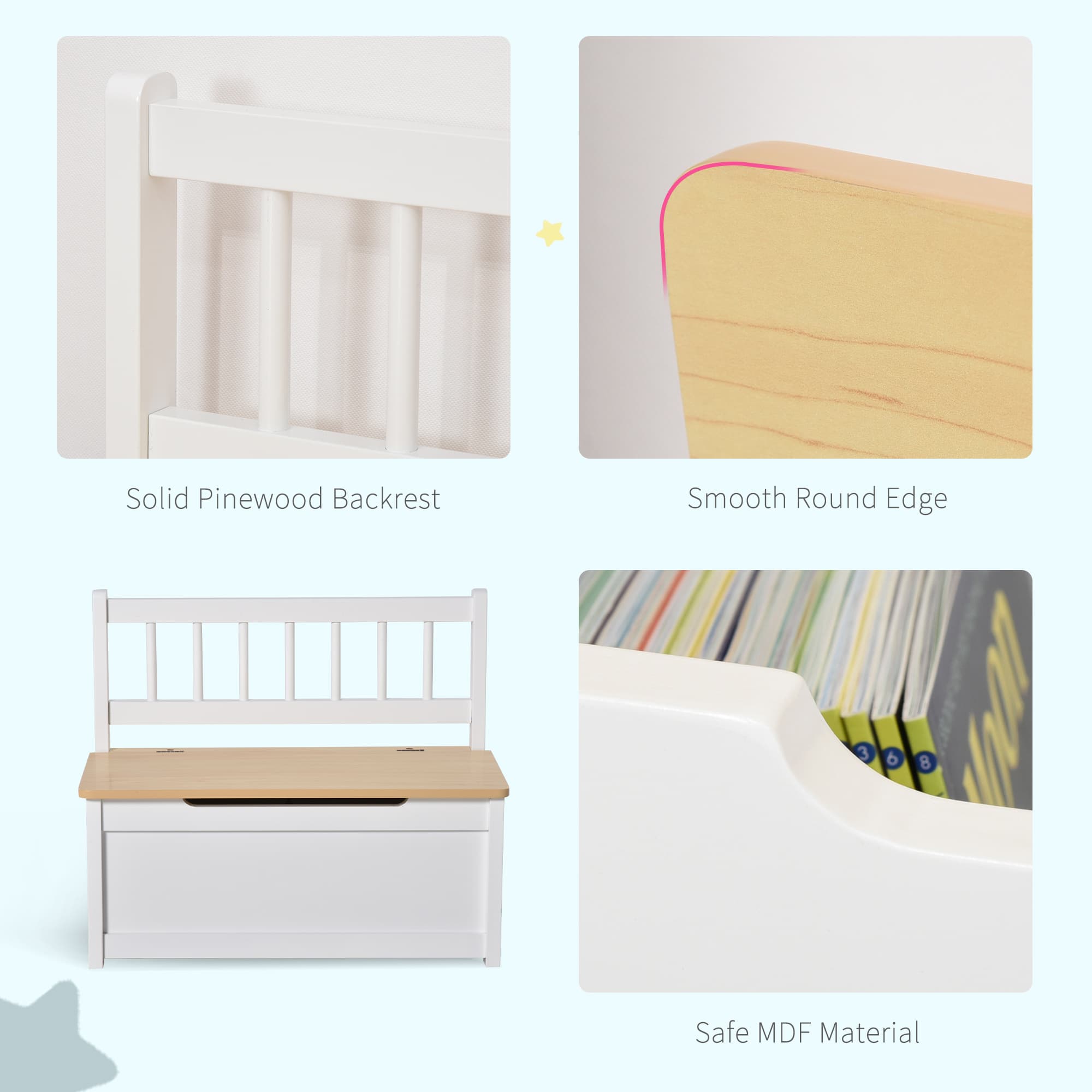 White Toy Box Bench for Children's Rooms - image 2